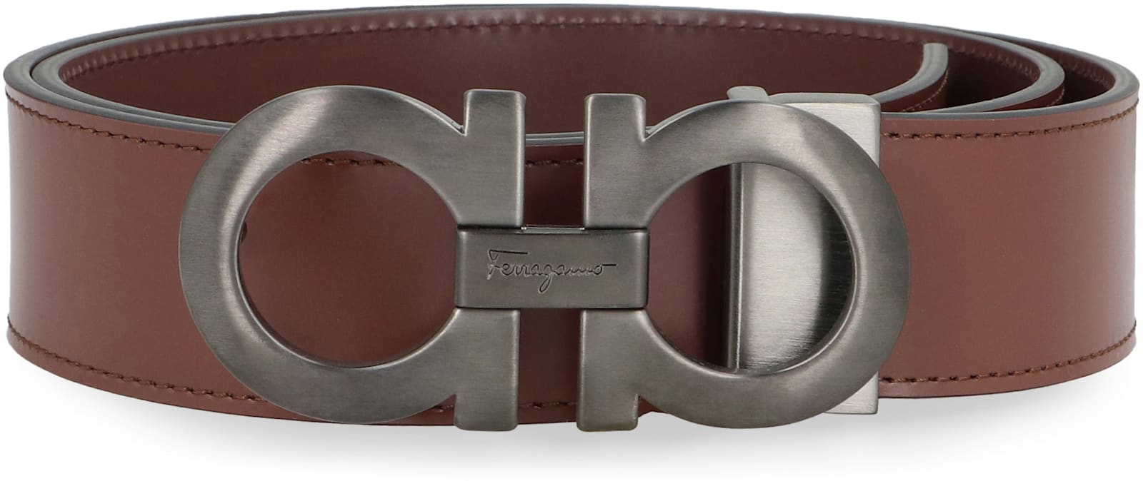 Shop Ferragamo Reversible Leather Belt In Brown