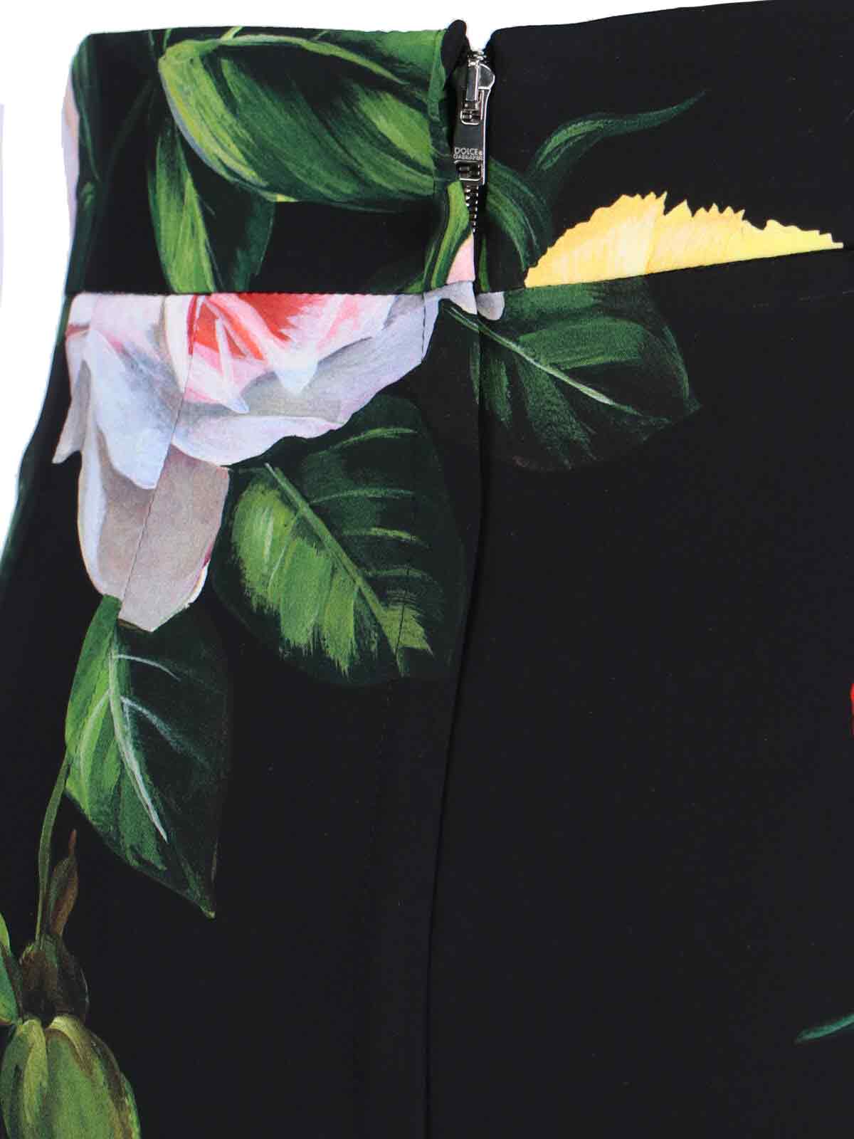 Shop Dolce & Gabbana Floral Sheath Skirt In Black