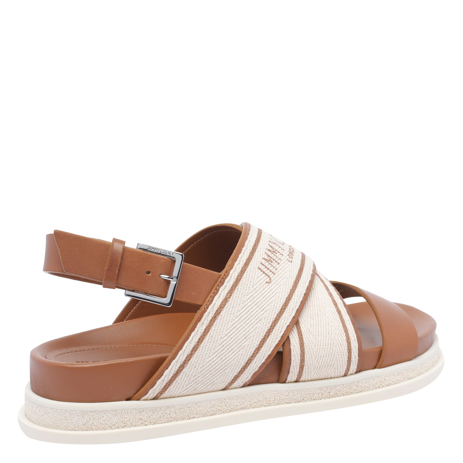 Jimmy Choo Joa Canvas Sandals Flat Sole In Brown
