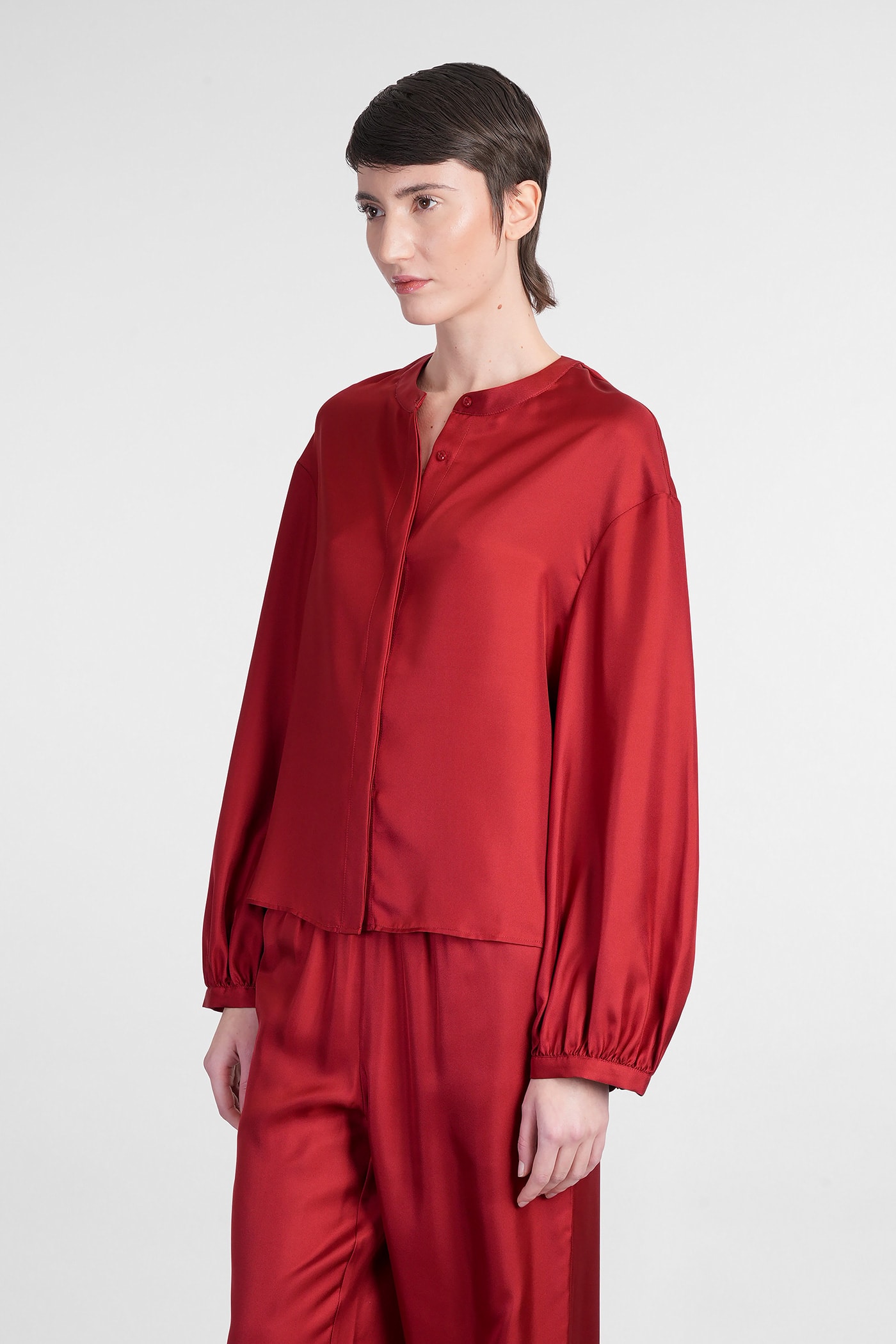 Shop Loulou Studio Lea Blouse In Red Silk