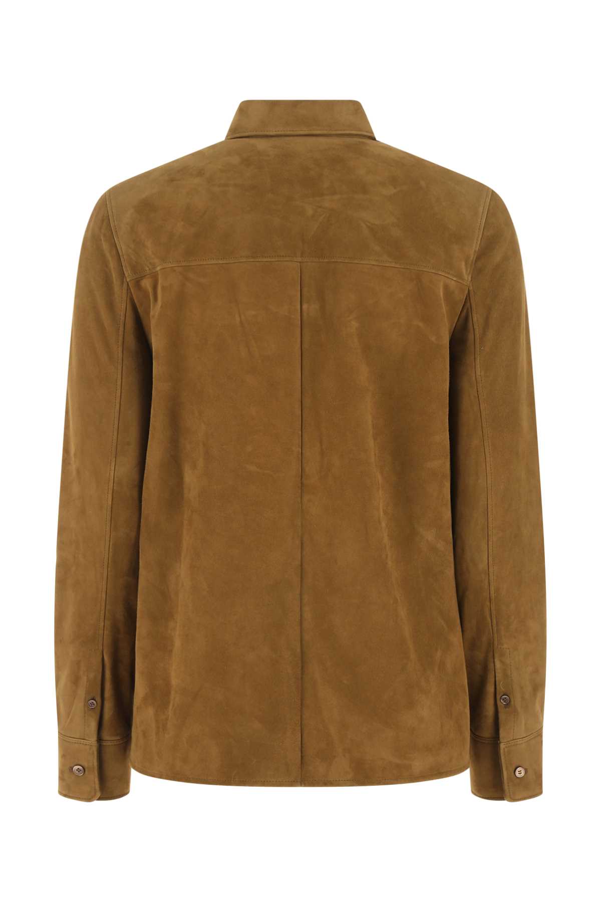 Shop Prada Brown Suede Shirt In F0280