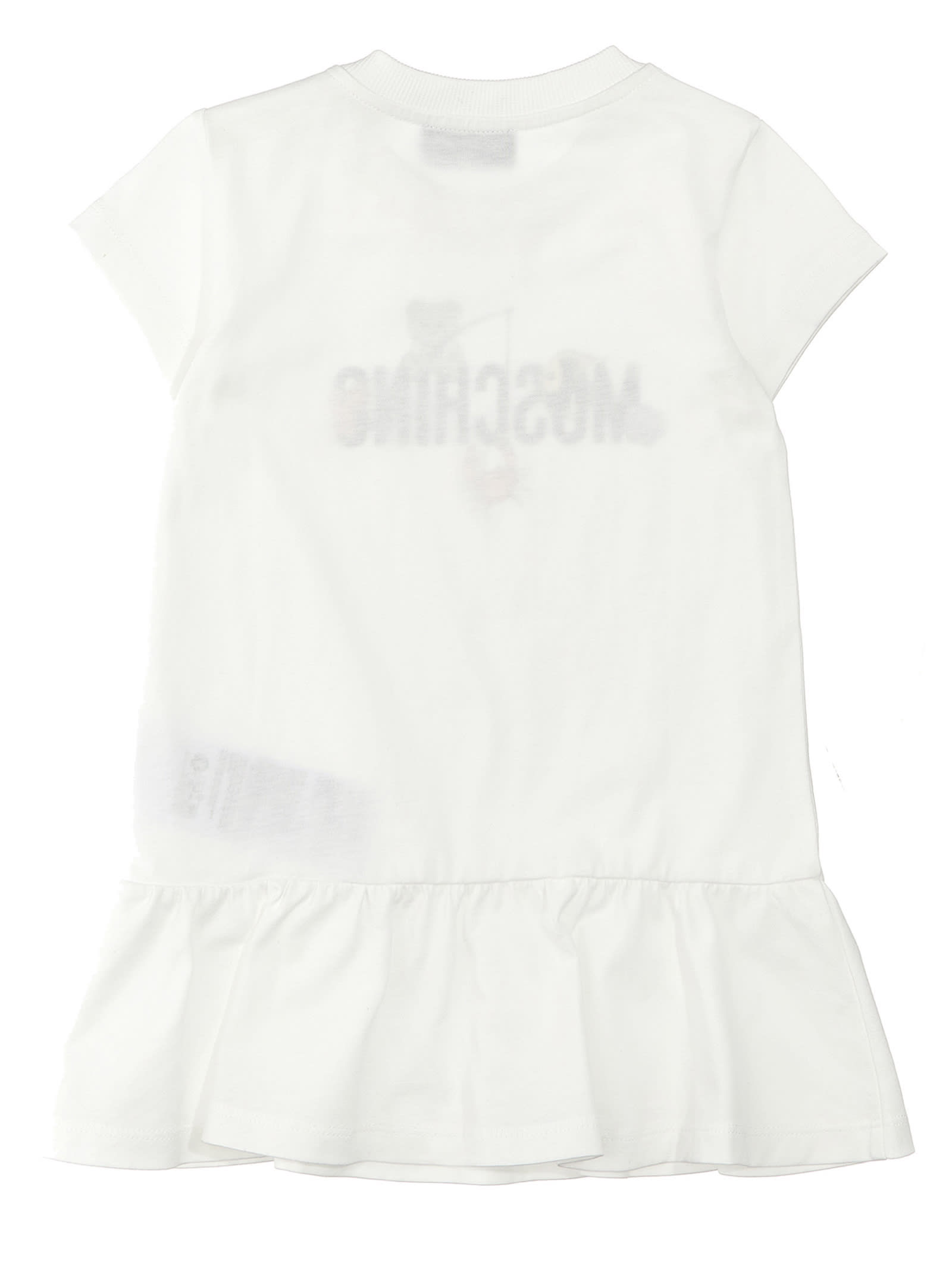 Shop Moschino Logo Print Dress In White