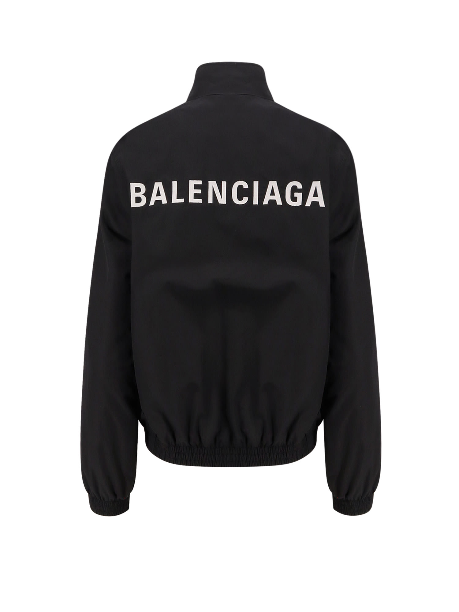 Balenciaga Black Bomber Jacket With Zip And Logo In Black