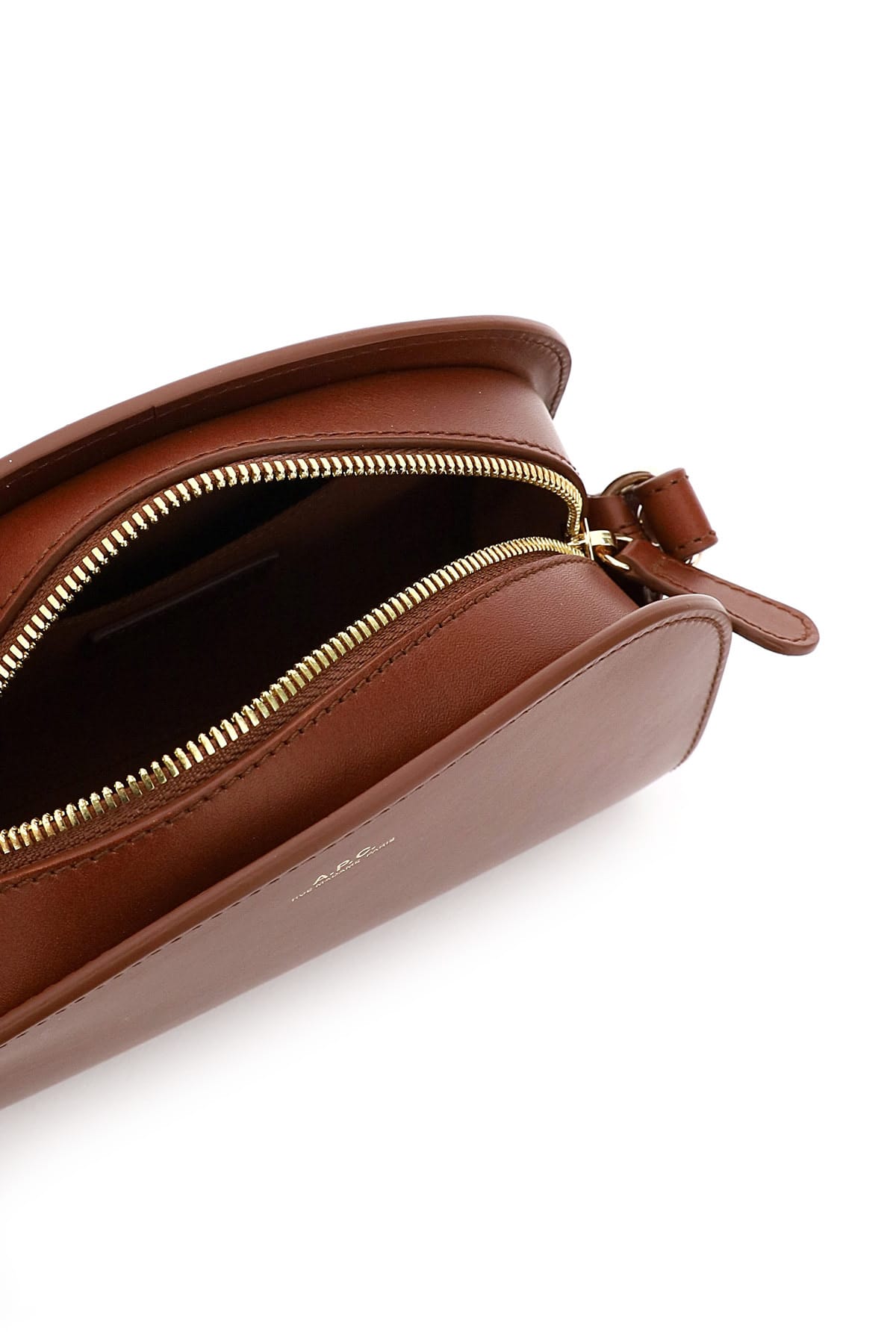 Shop Apc Demi-lune Mini Crossbody Bag In Noisette (brown)