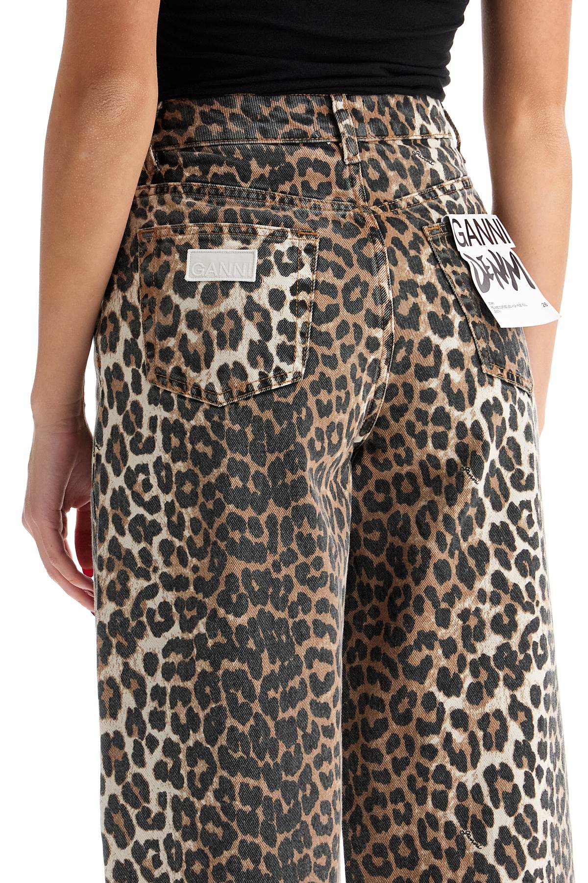 Ganni Jeans In Animalier Cotton In Leopard (brown)