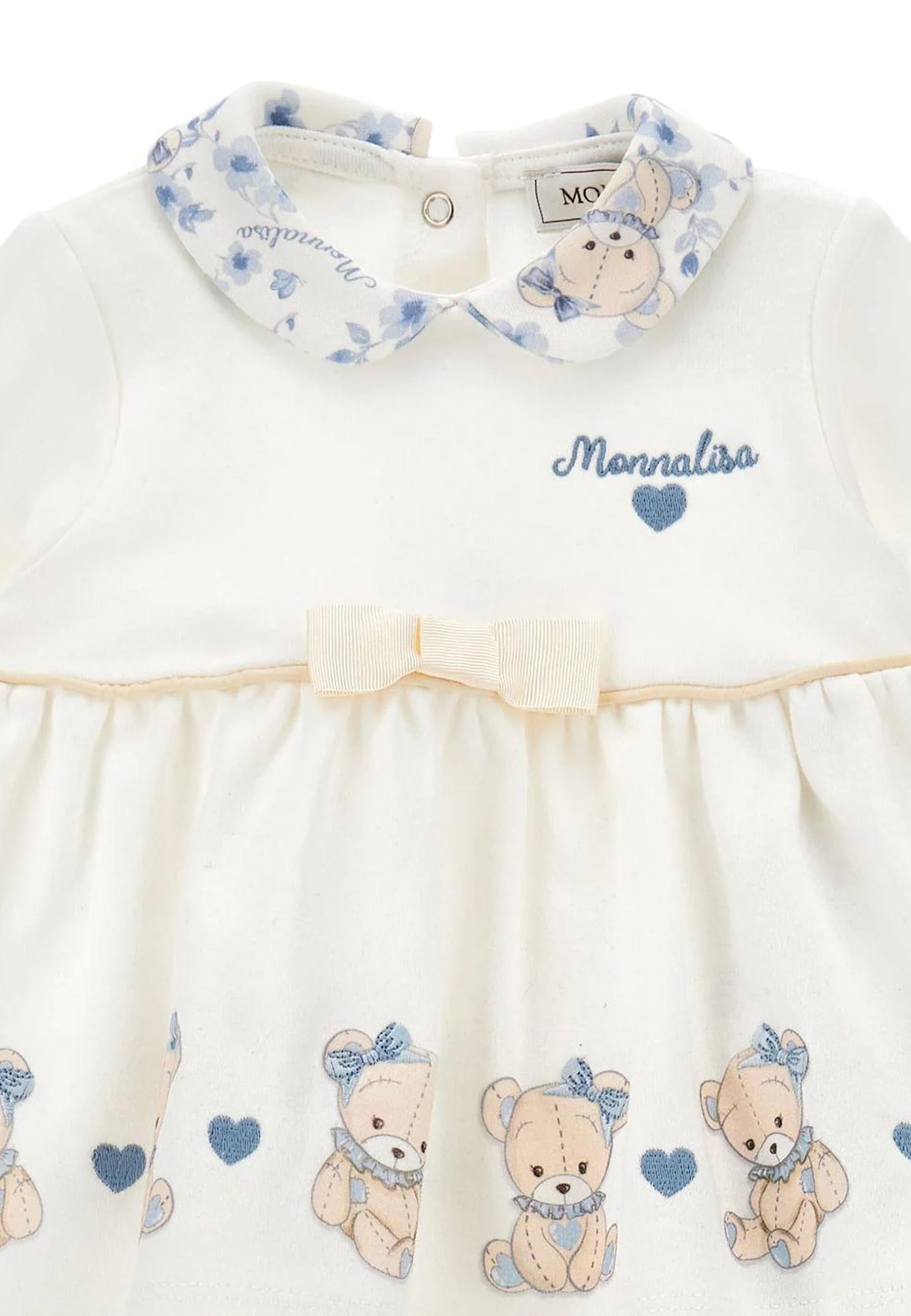 Monnalisa Ivory Birth Set For Baby Girl With Teddy Bears In White