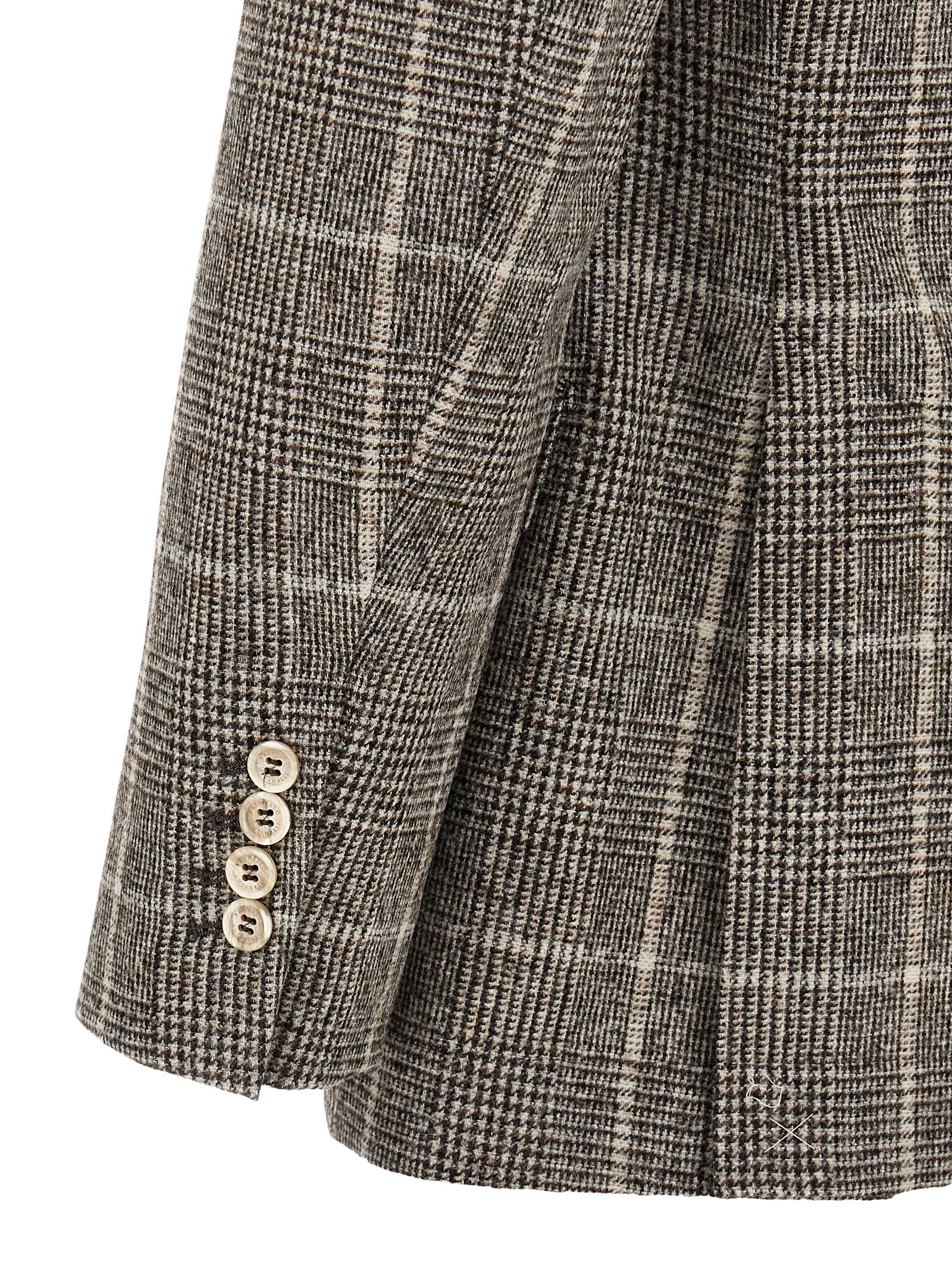 Brunello Cucinelli Cavallo Prince Of Wales-check Blazer In Gray