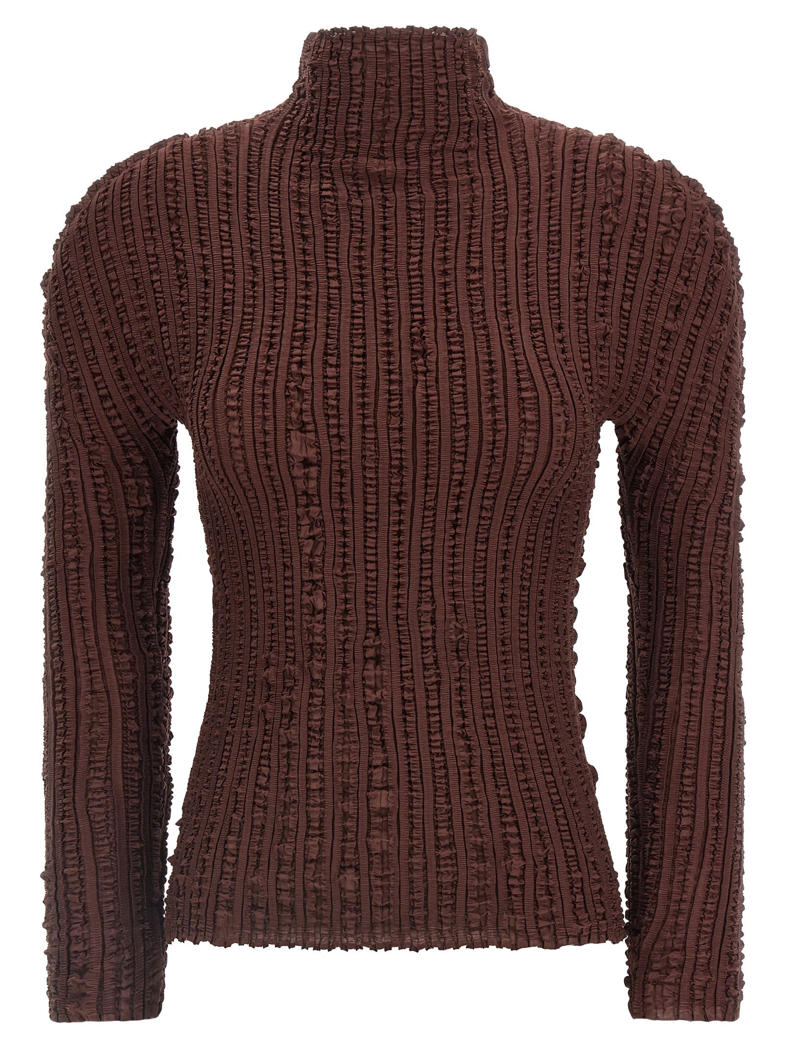 Issey Miyake Jellyfish Pleats Sweater In Brown
