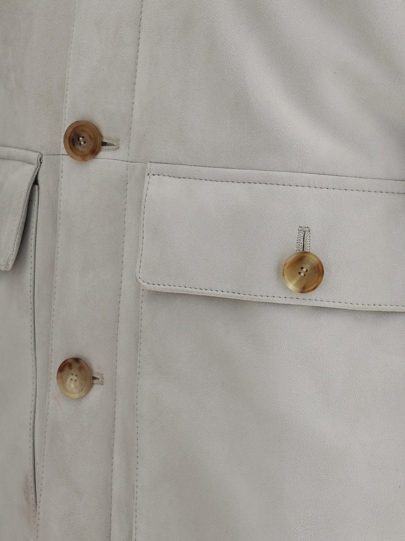 Brunello Cucinelli Grey Suede And Knit Bomber Jacket In Neutral