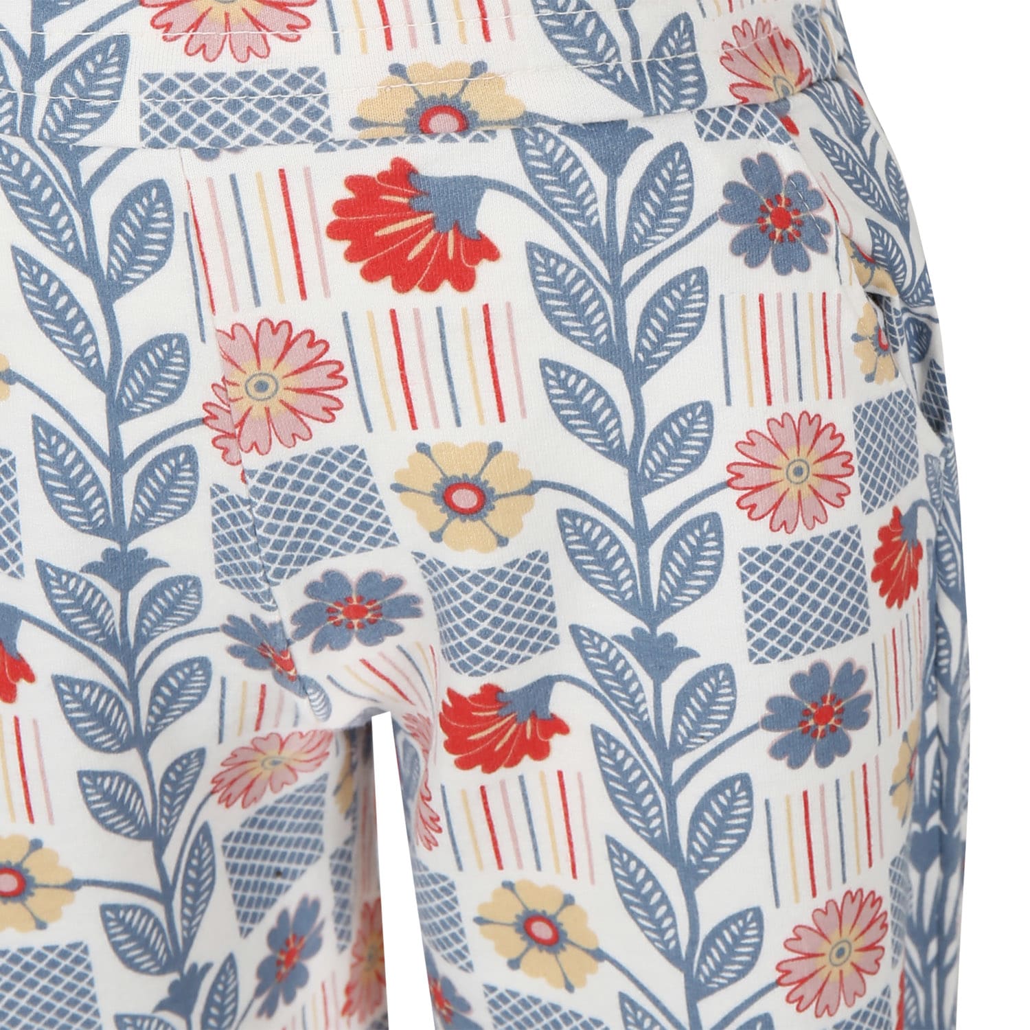 Shop Coco Au Lait White Trousers For Girl With Flowers Print In Multicolor