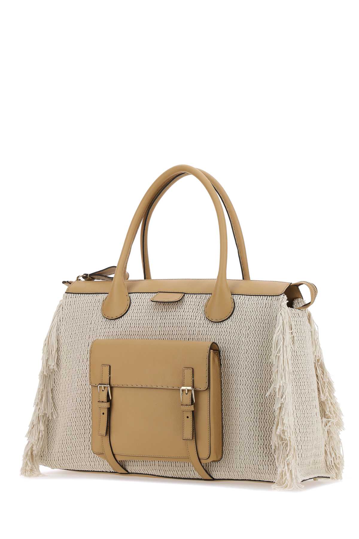 Shop Chloé Two-tone Cotton Blend Oversize Edith Handbag In 275