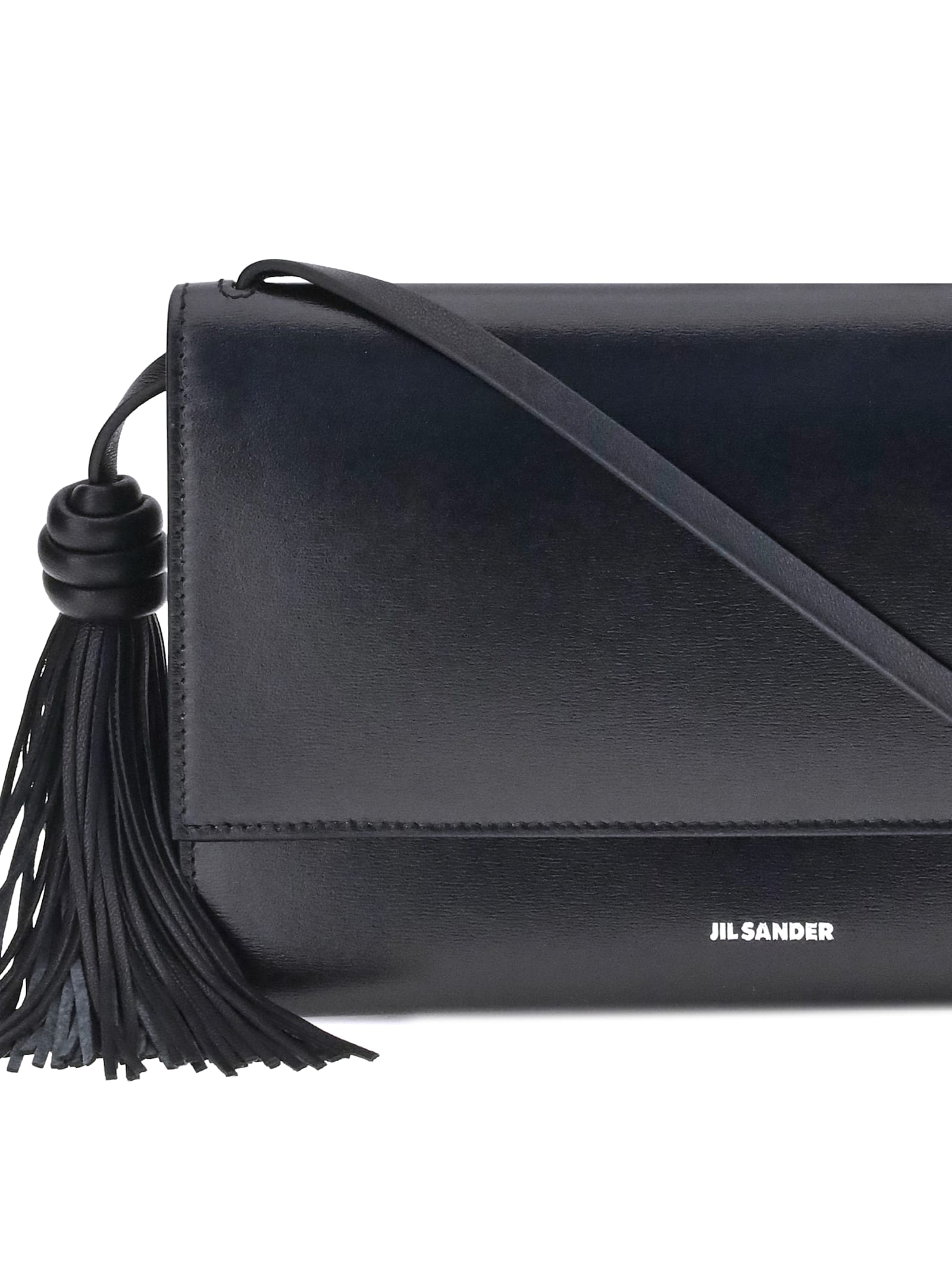 Jil Sander Tassel Shoulder Bag In Black