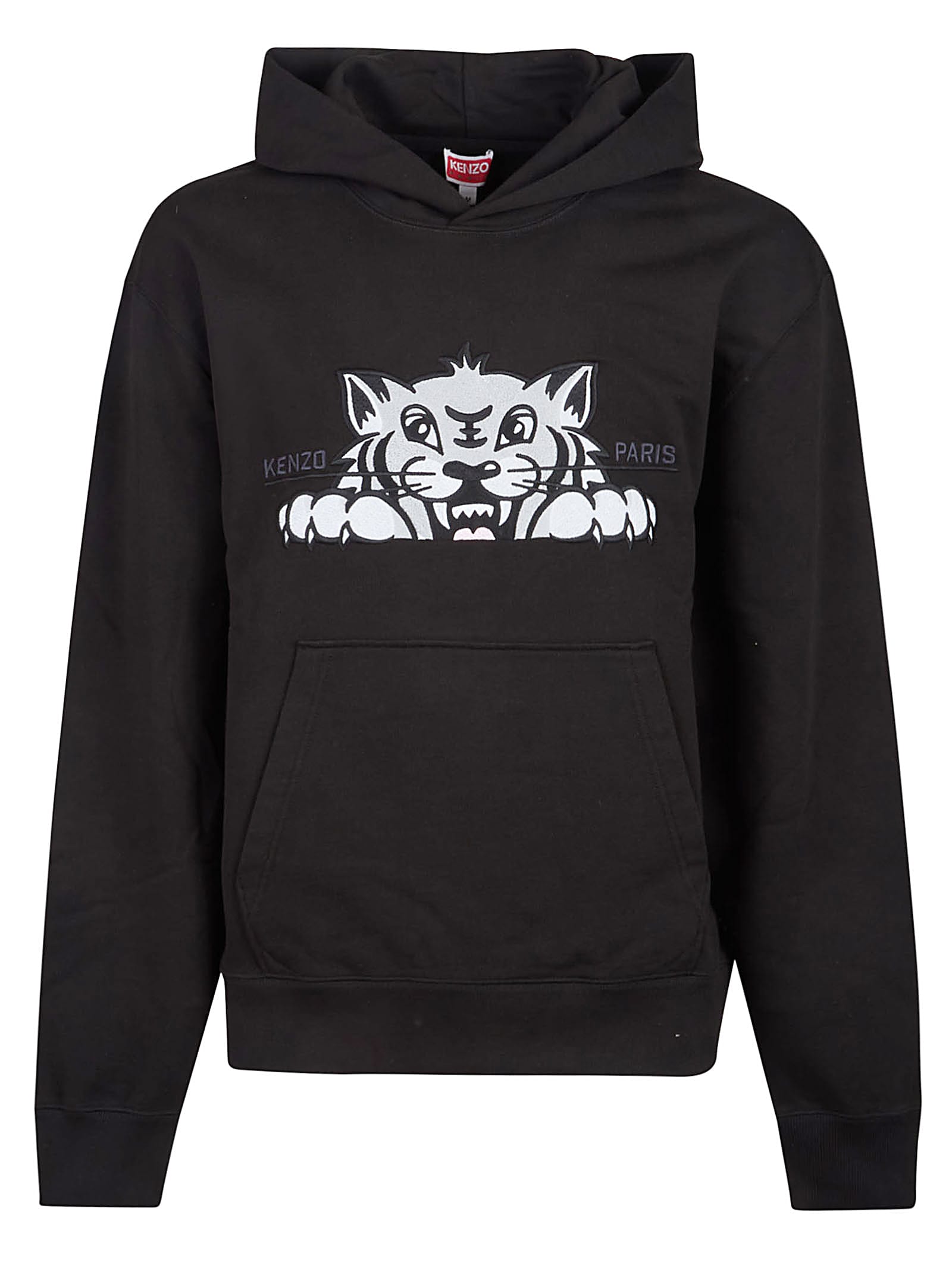 Kenzo Men's Happy Tiger Embroidered Classic Hoodie In Black