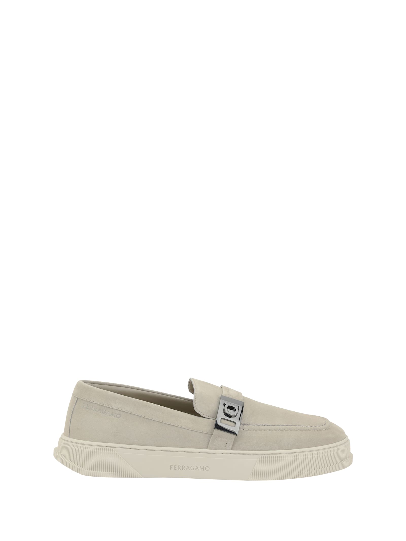 Ferragamo Men Gancini Loafers In Beige/khaki