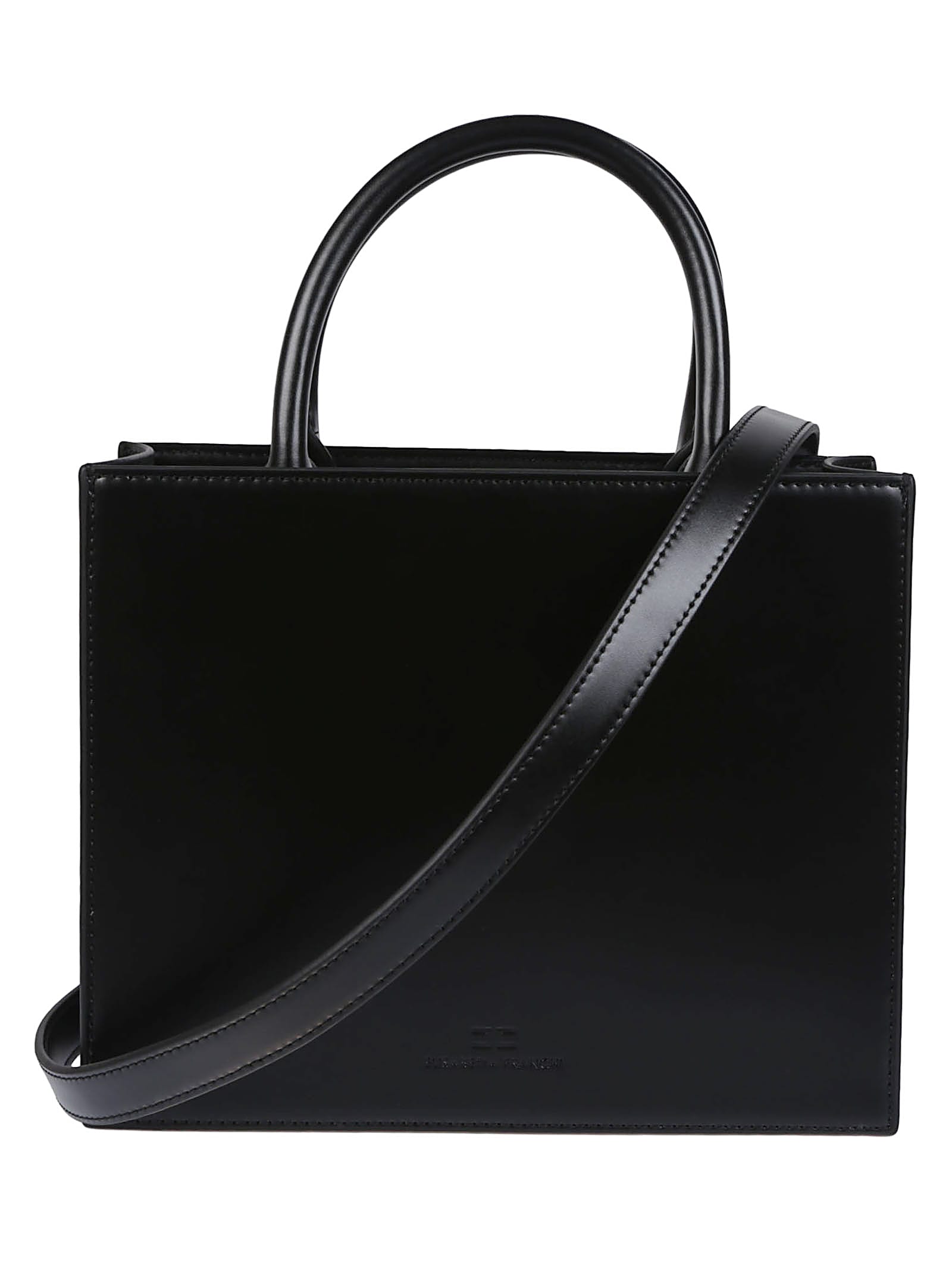 Elisabetta Franchi Structured Handbag With Prominent Logo Detail In Black