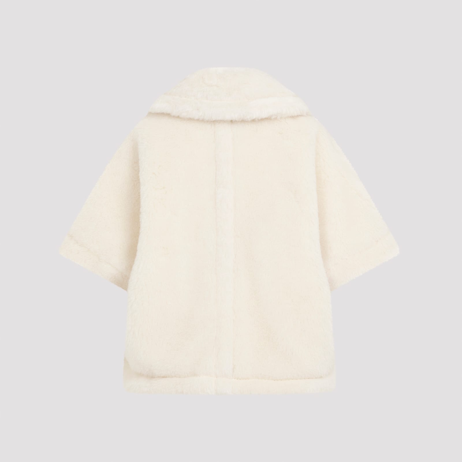 Shop Max Mara Newterzo1 Teddy Cape In Bianco