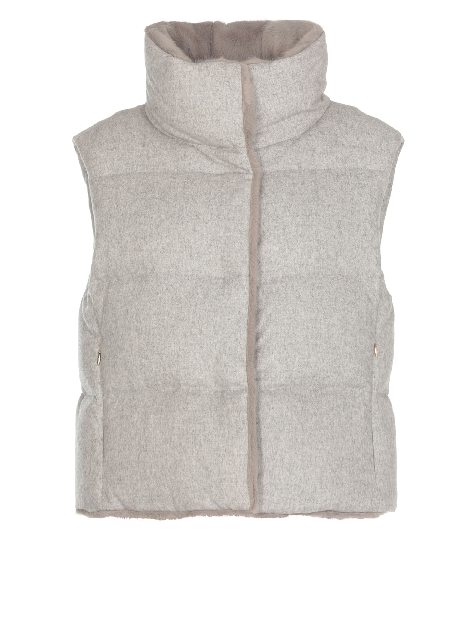 Shop Herno Silk And Cashmere Vest In Grey