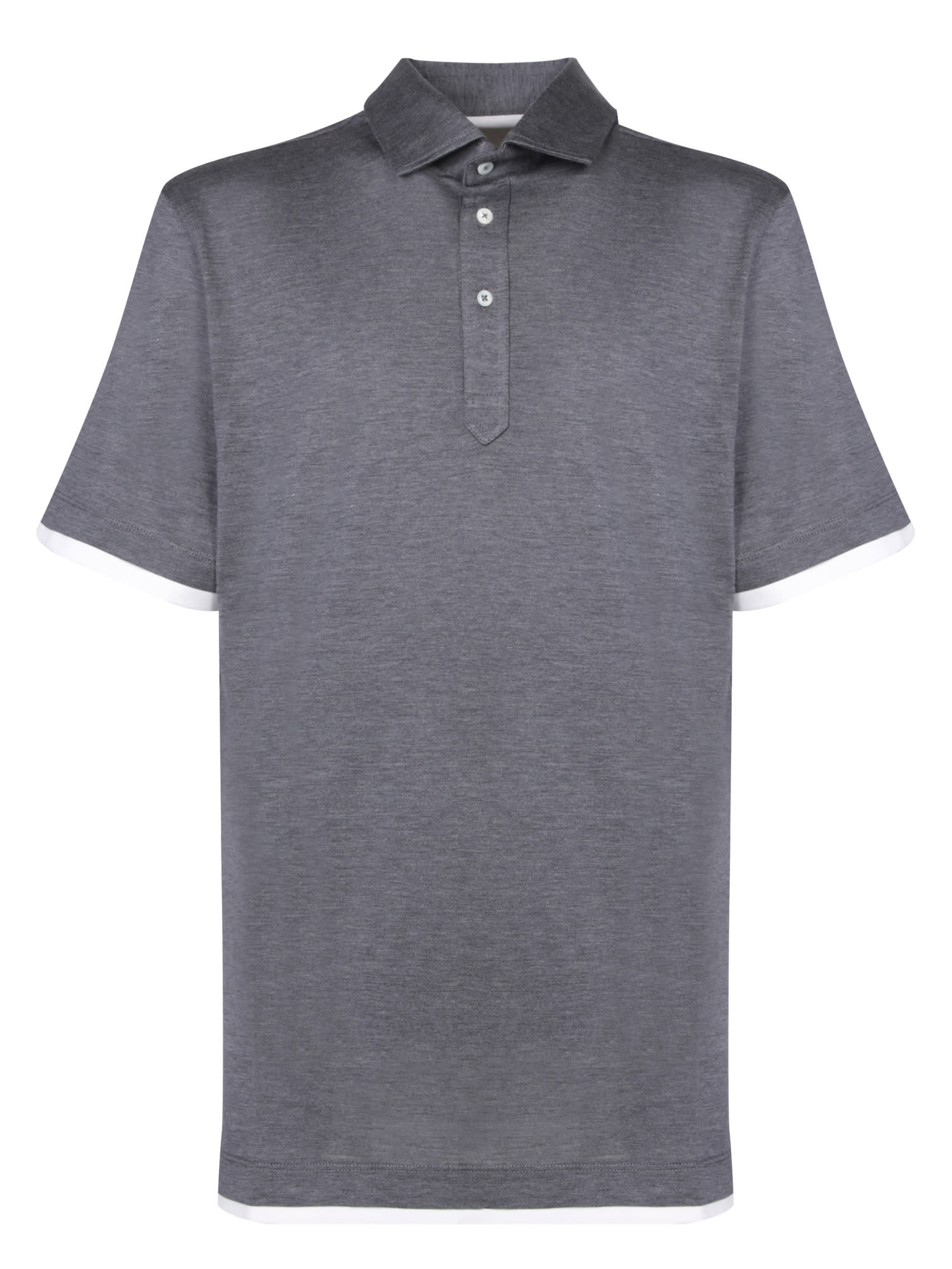 Shop Brunello Cucinelli Silk And Cotton Grey Polo Shirt