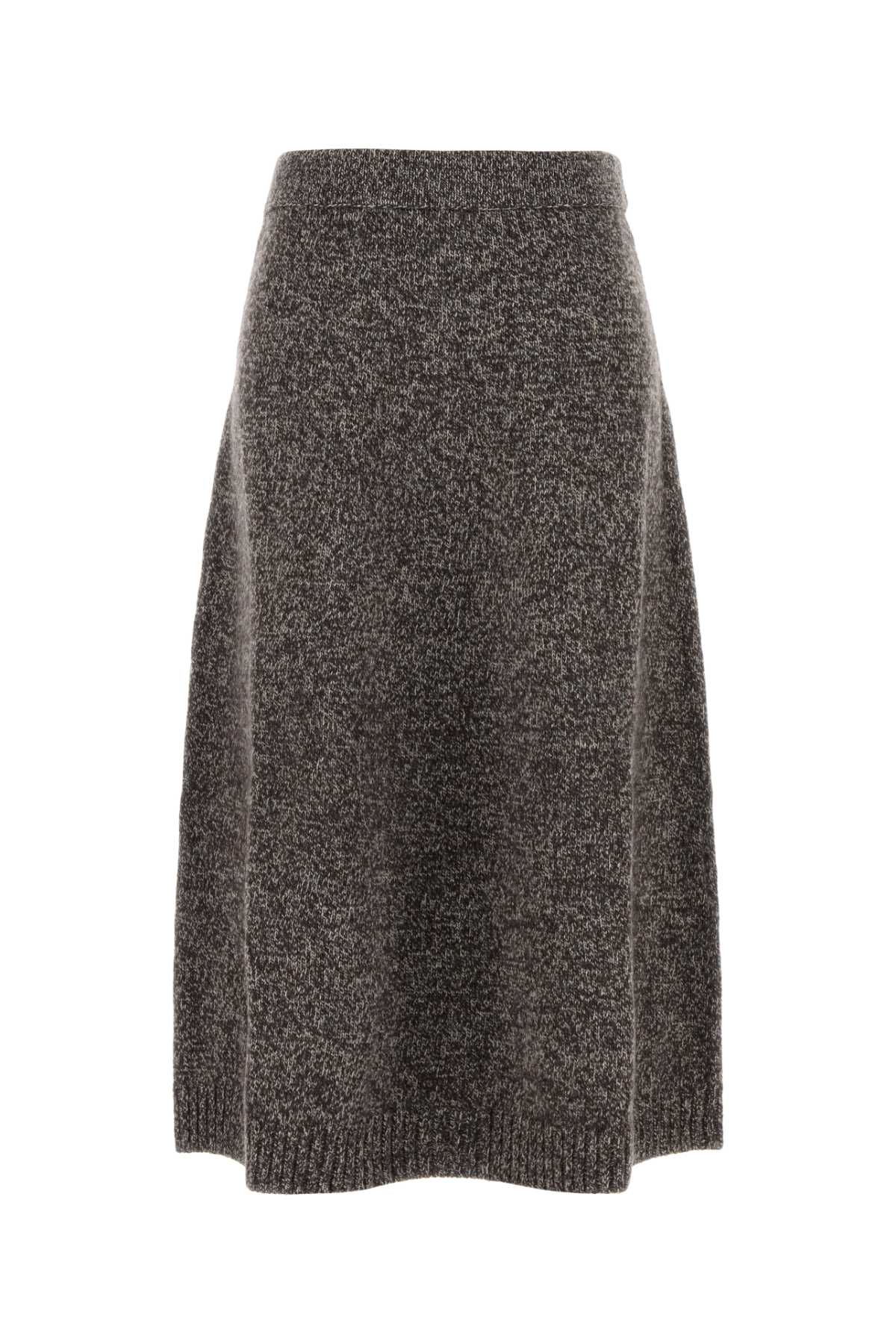 Weekend Max Mara Virgin Wool Knitted Midi Skirt In Gray