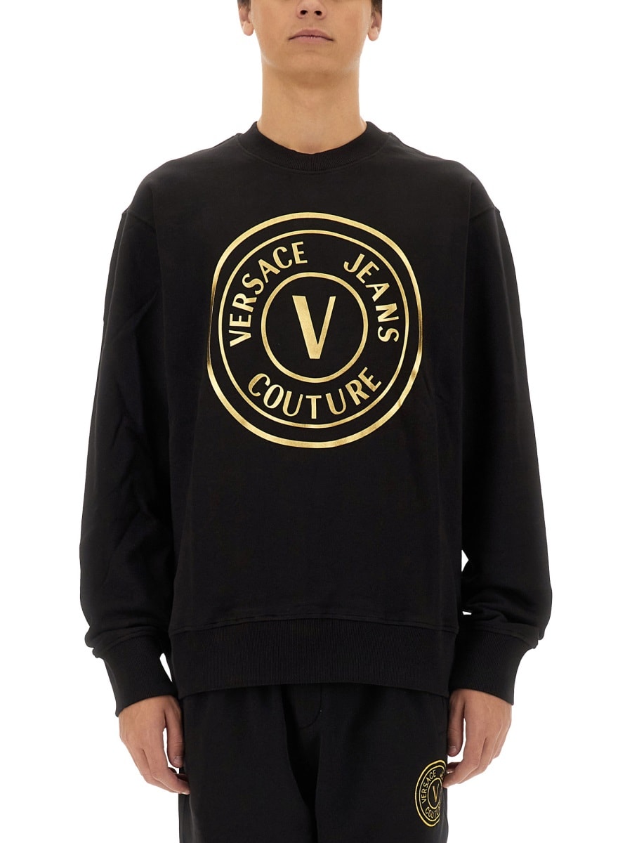 Shop Versace Jeans Couture V-emblem Sweatshirt In Black