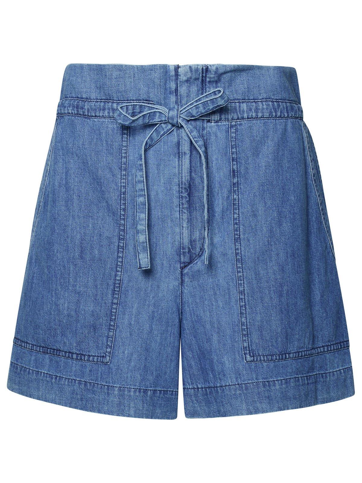 Shop Isabel Marant Drawstring Denim Shorts In Blue
