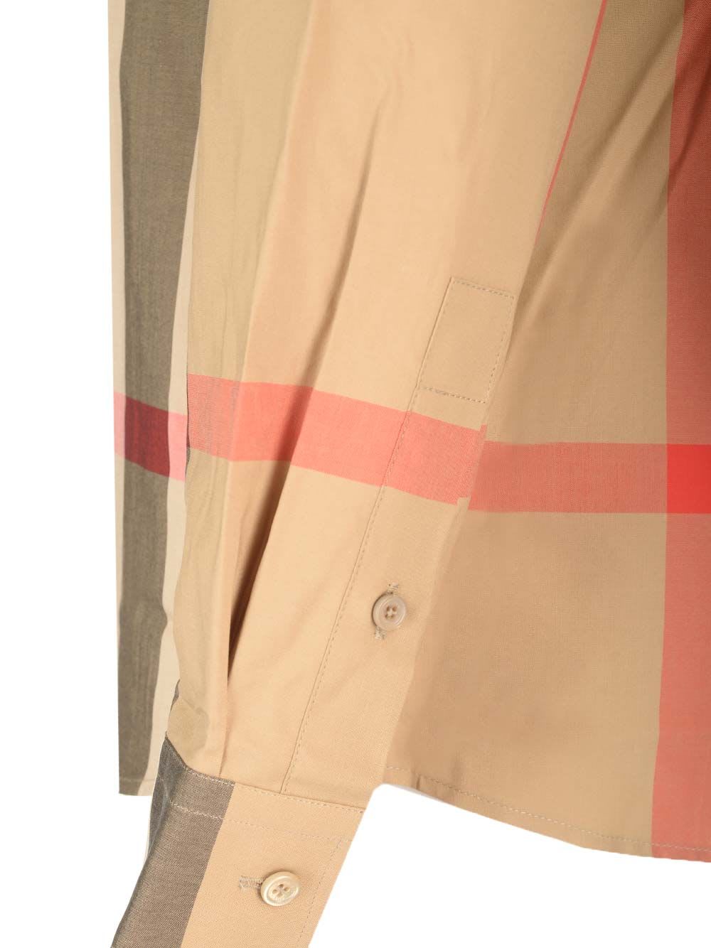 Shop Burberry Check Cotton Shirt In Beige