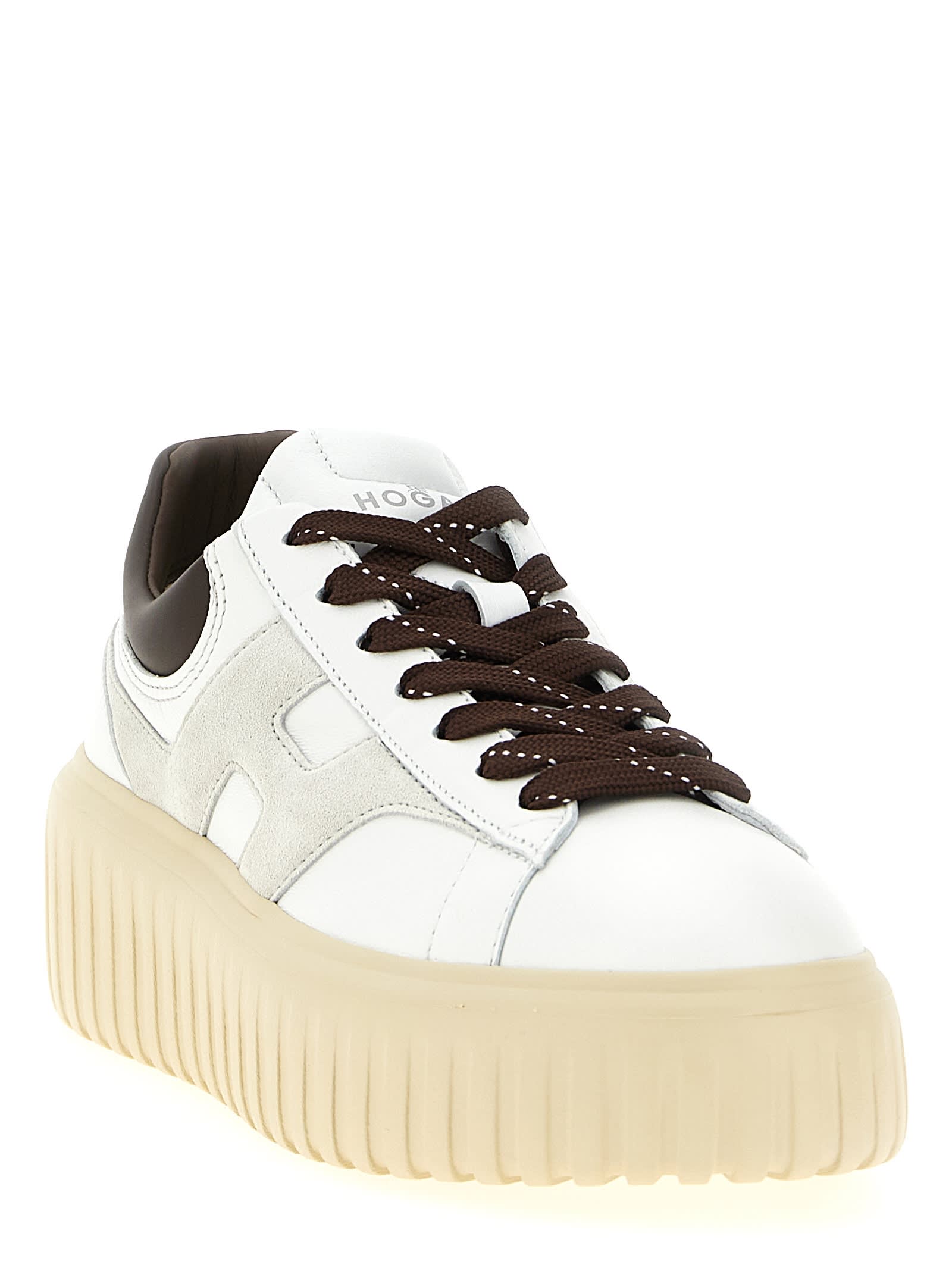 Hogan Striped Sneakers With Padded Collar And Contrasting Sole In White