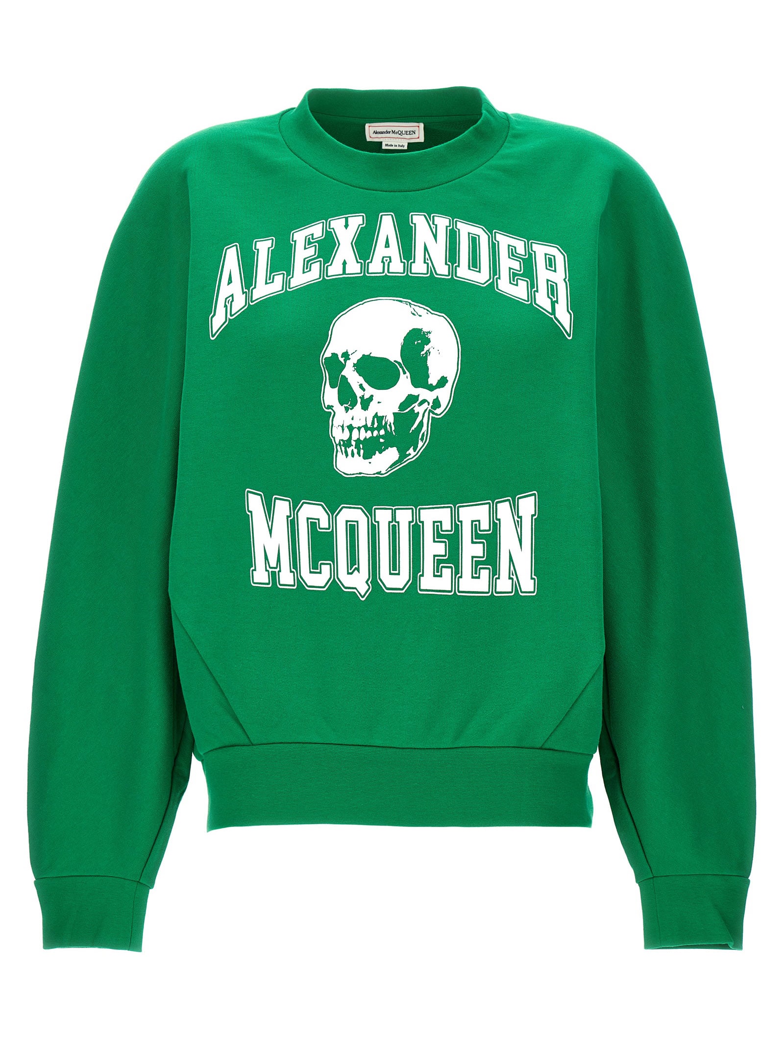 Shop Alexander Mcqueen Varsity Skull Sweatshirt In Green