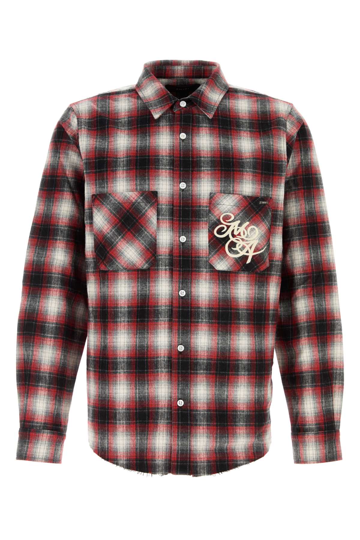 Shop Amiri Embroidered Flannel Shirt In Burgundy