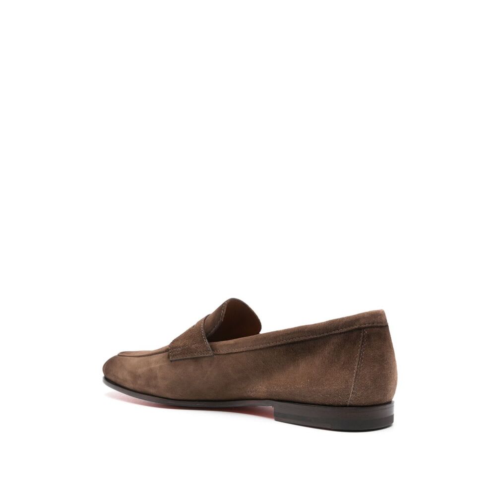 Santoni Suede Dousing Penny Loafers In Brown