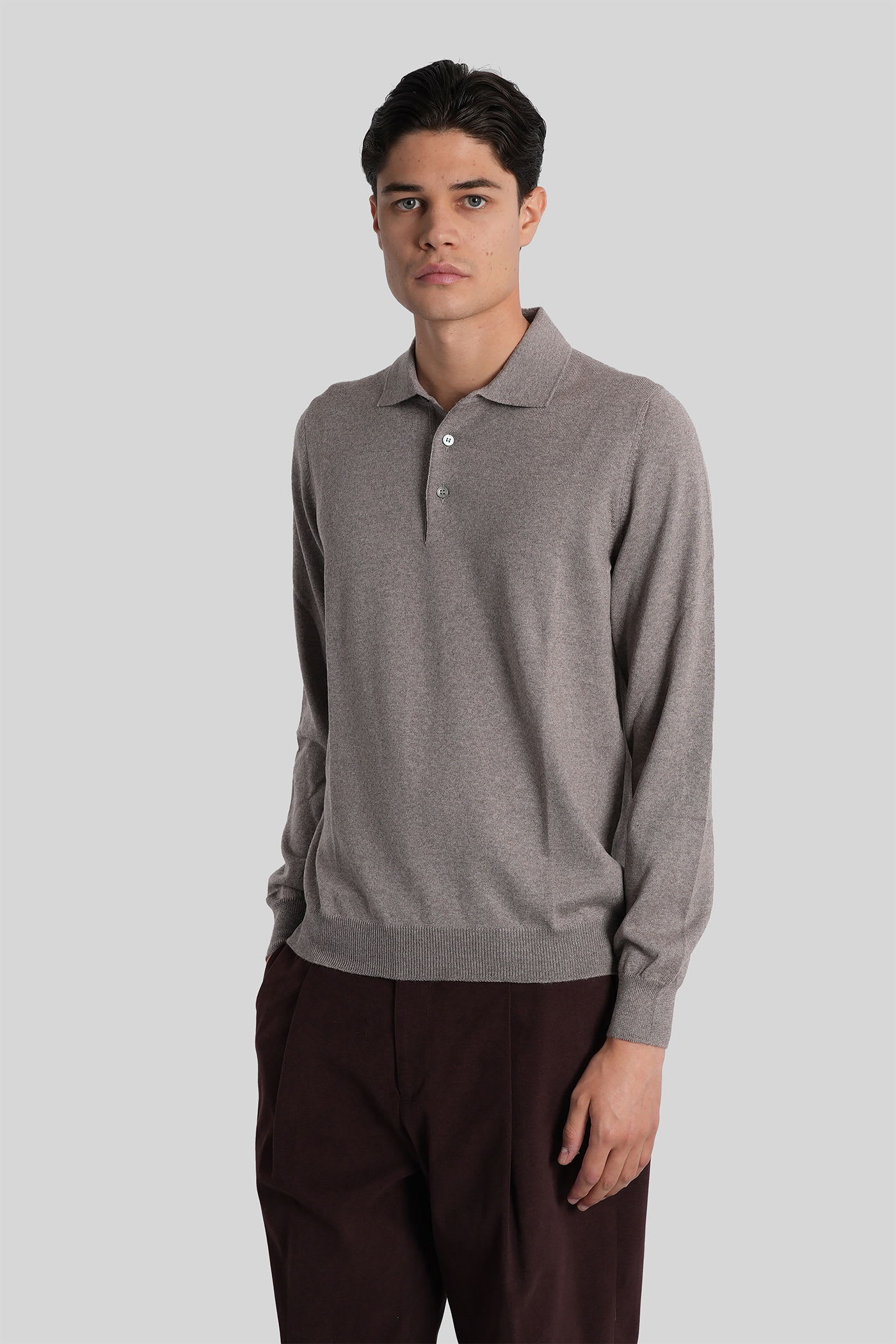 Tagliatore Palmer Polo In Grey Wool In Brown