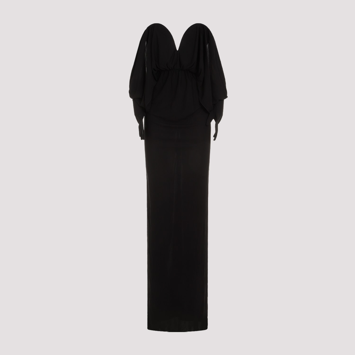 Shop Saint Laurent Viscose Long Dress In Noir