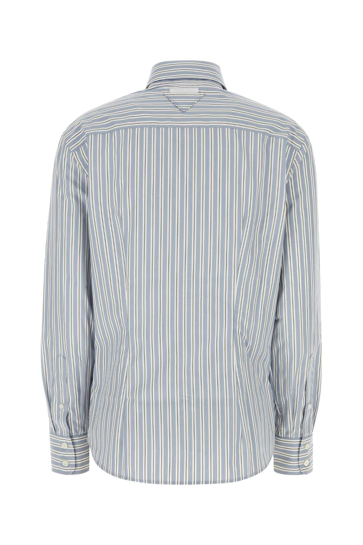 Shop Prada Embroidered Poplin Shirt In Pervinca