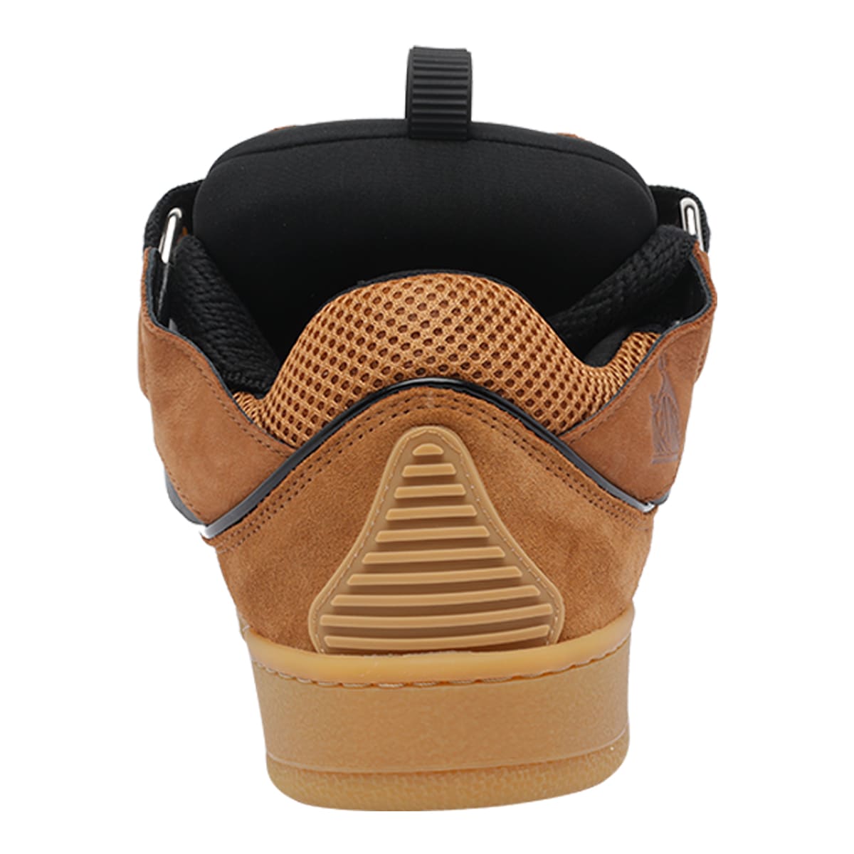 Lanvin Suede Sneakers With Rubber Sole And Pull Tab In Brown