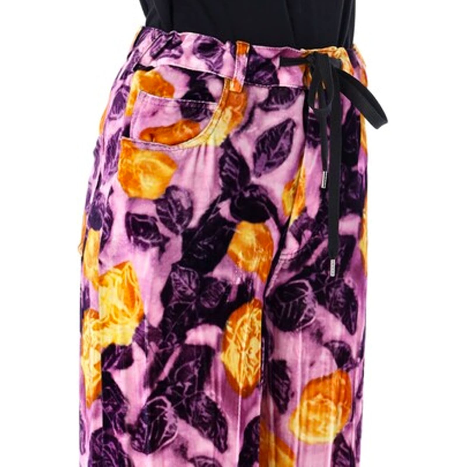Shop Marni Morning Blossom Velvet Pants In Purple