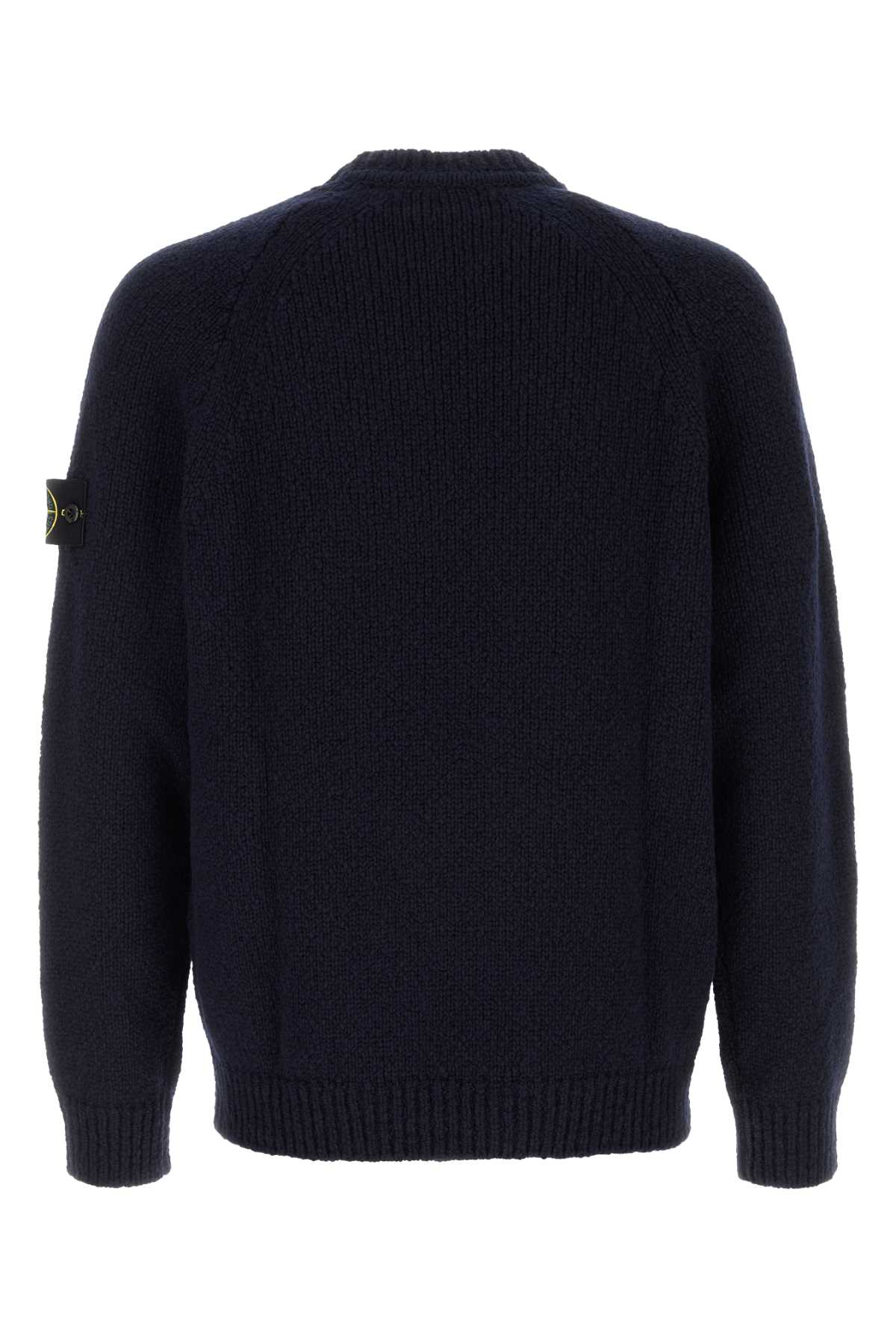 Stone Island Midnight Blue Wool Blend Sweater In Black