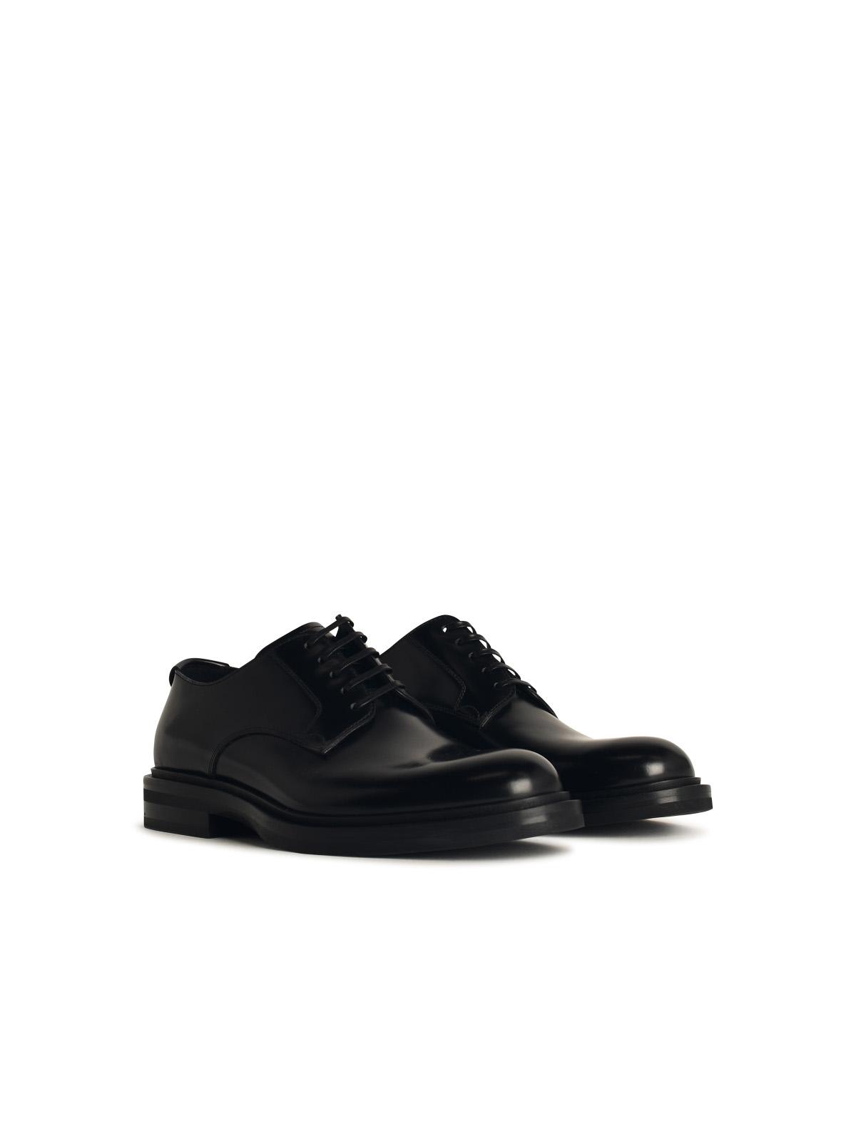 Shop Dolce & Gabbana Scarpa Derby In Shiny Black Leather