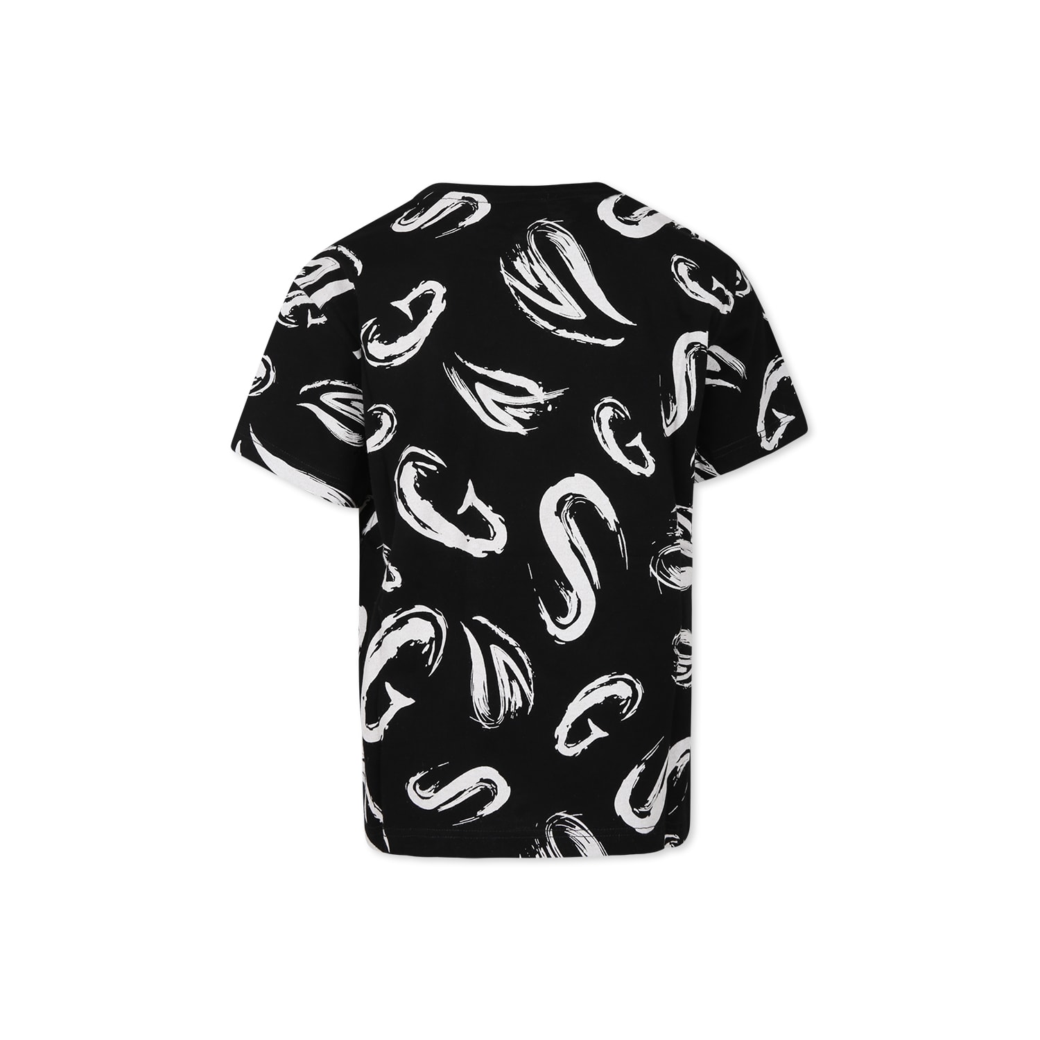 Msgm Black T-shirt For Boy With White Logo In Black