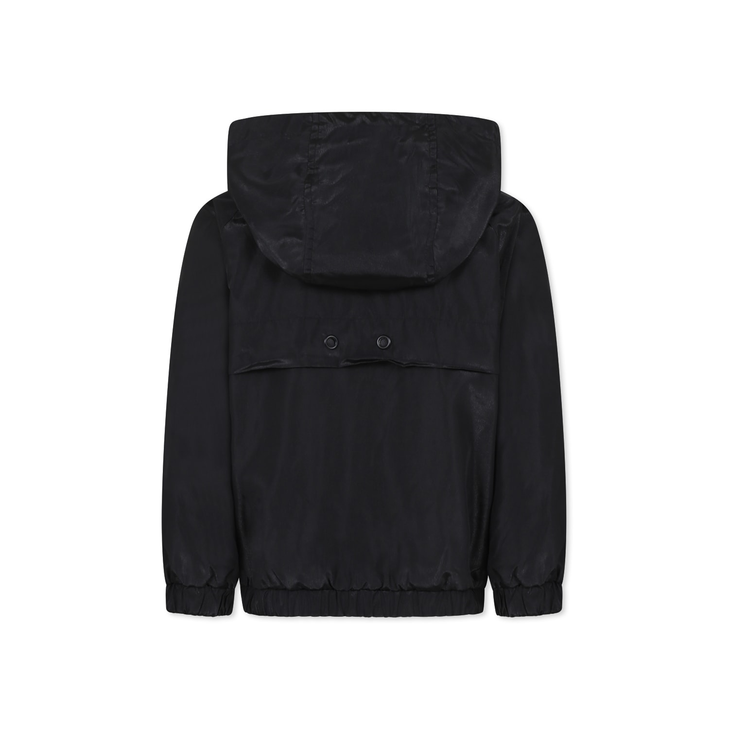Dkny Black Windbreaker Jacket For Girl With Logo In Black