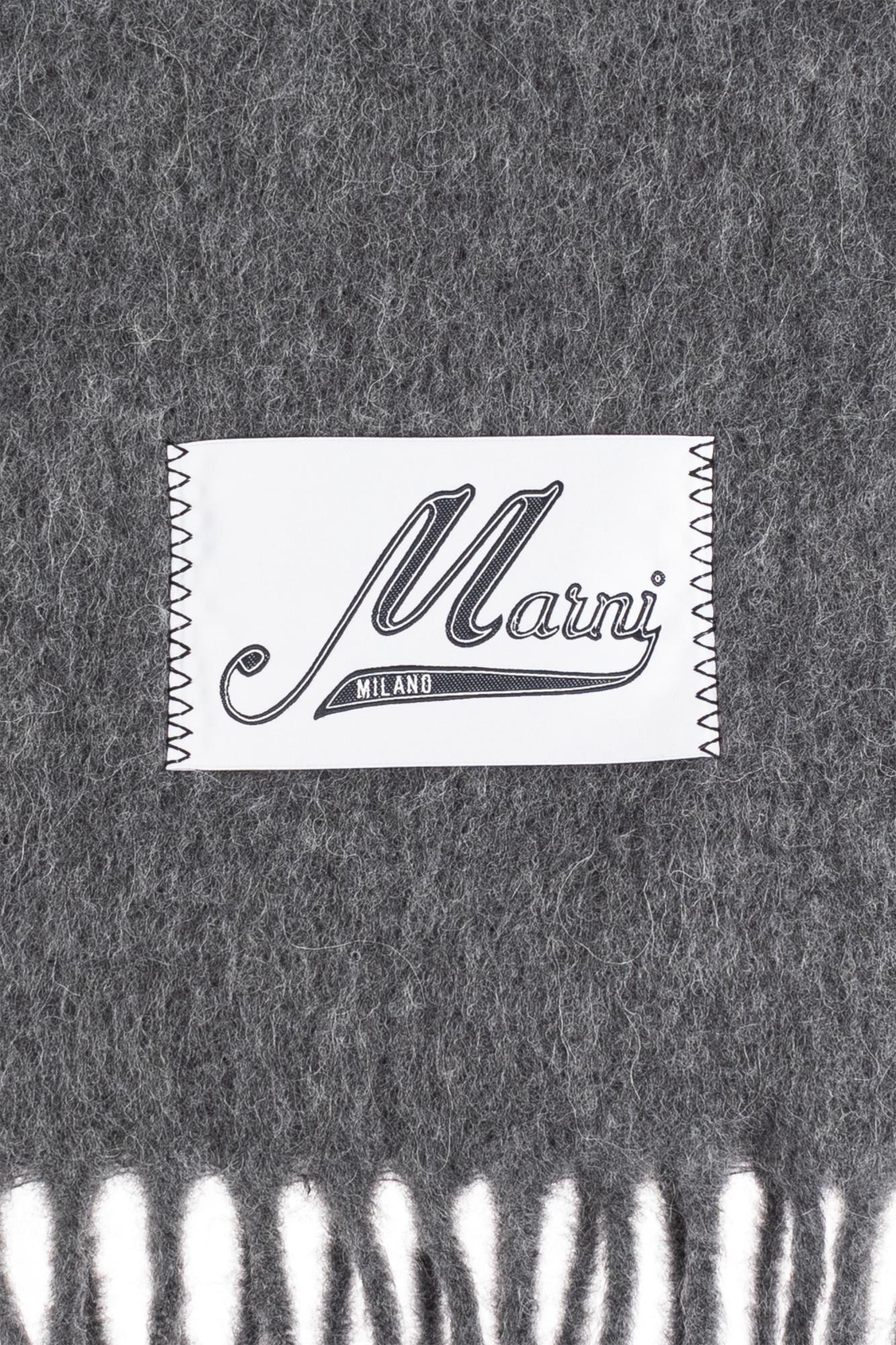 Marni Wool Scarf With Logo In Gray