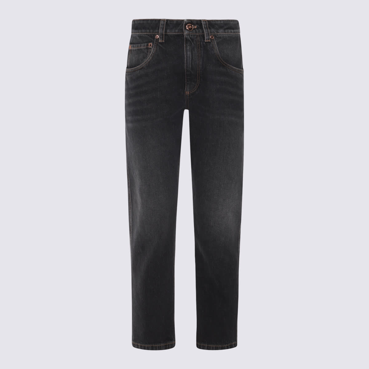 Shop Brunello Cucinelli Dark Blue Cotton Denim Jeans