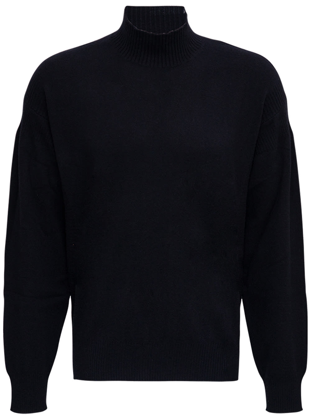 Z Zegna High Neck Black Wool Sweater