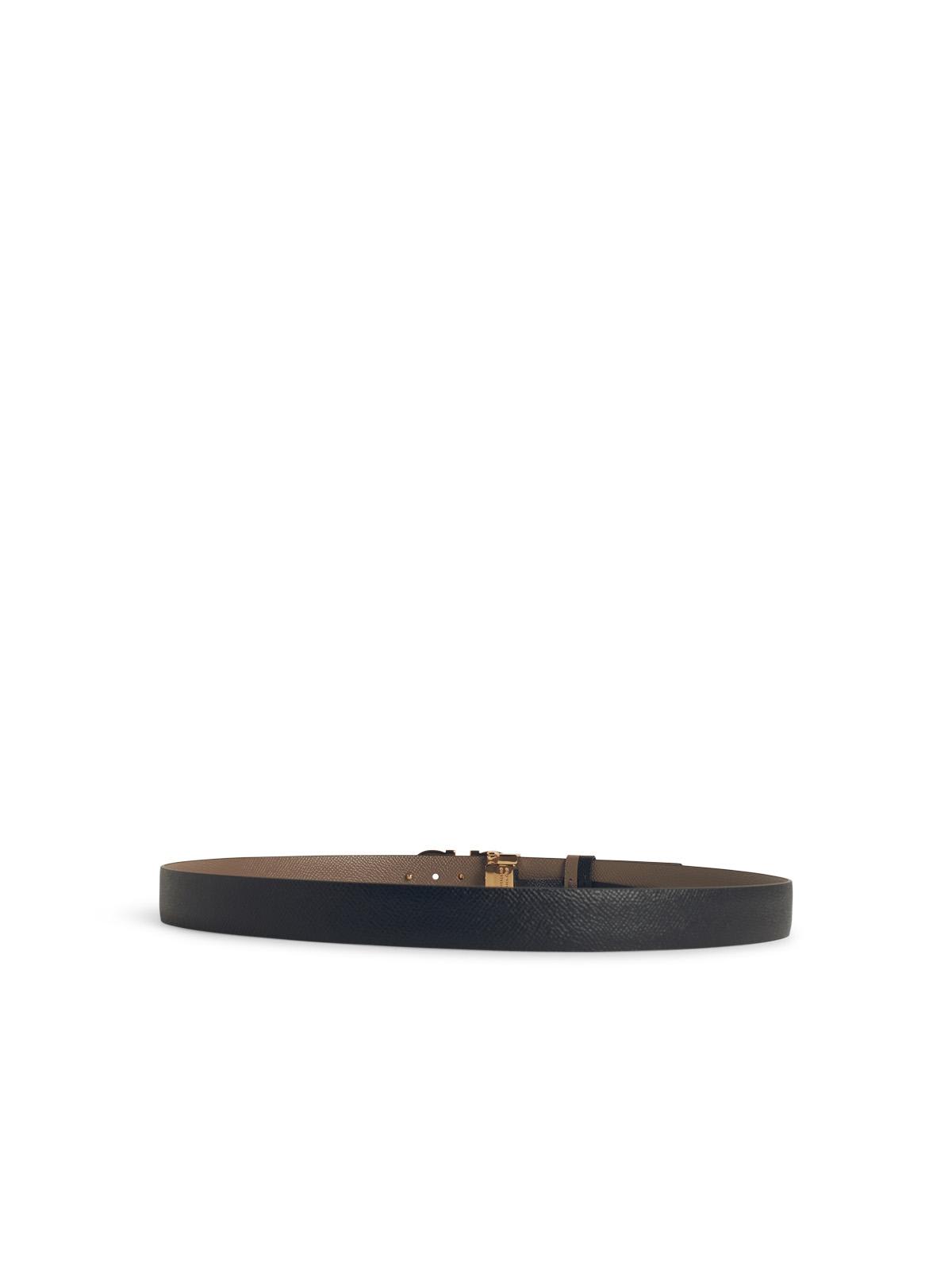 Ferragamo Low Black Leather Belt In Black