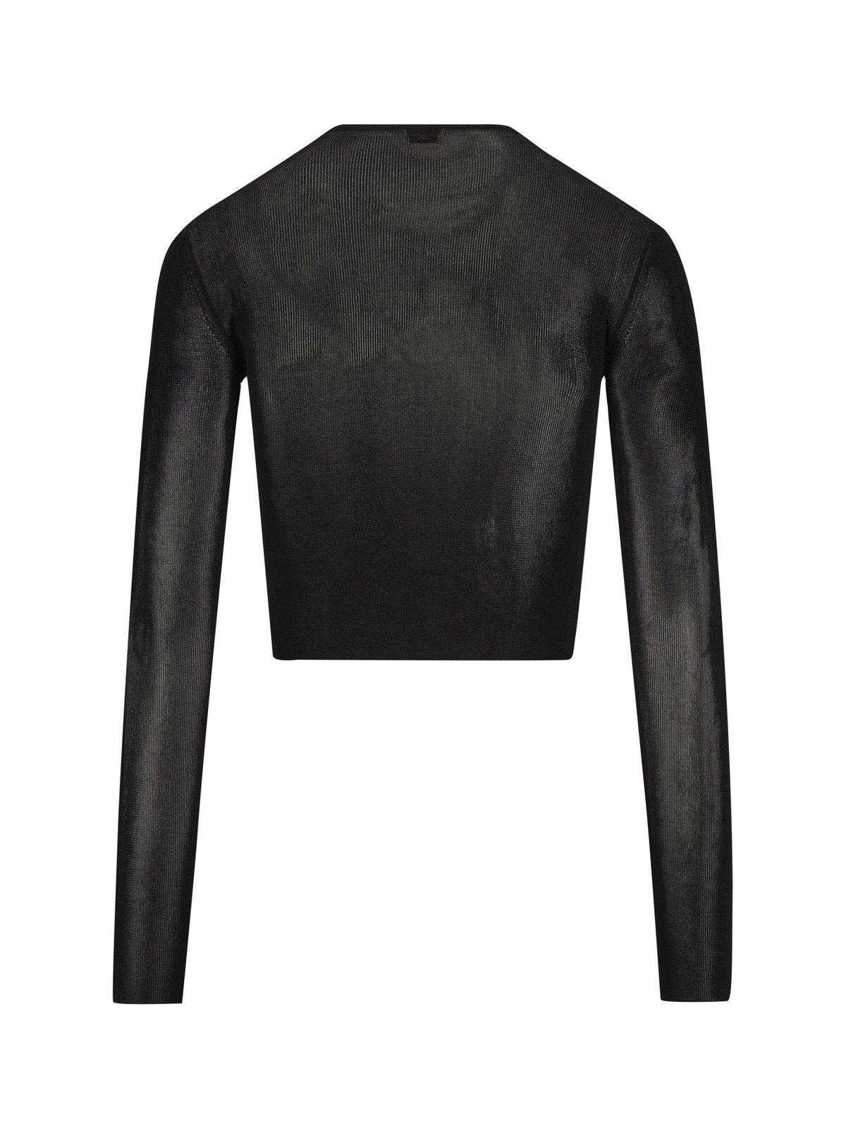 Shop Saint Laurent Ribbed-knit Cropped Top In Black