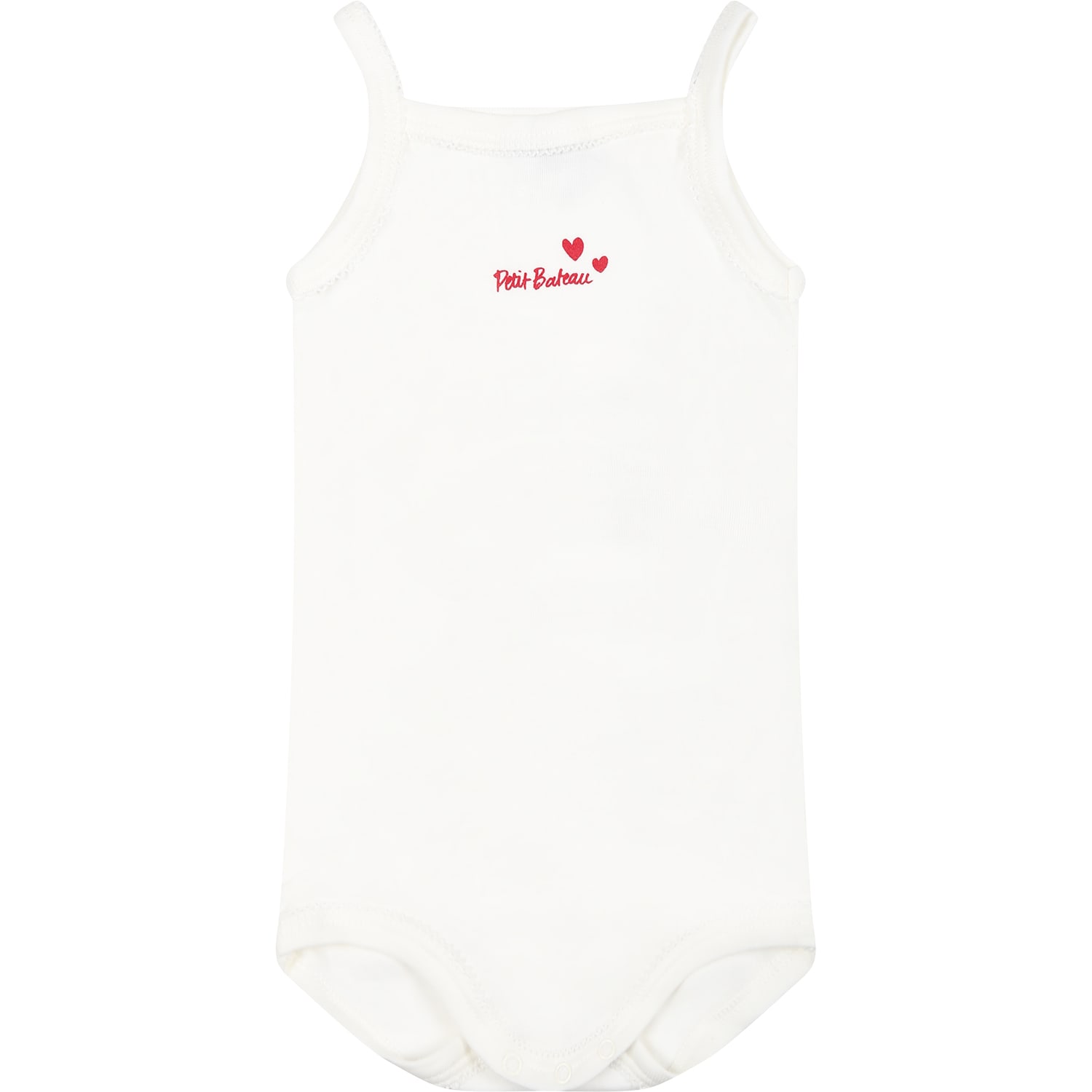 Shop Petit Bateau White Set For Baby Girl With Hearts