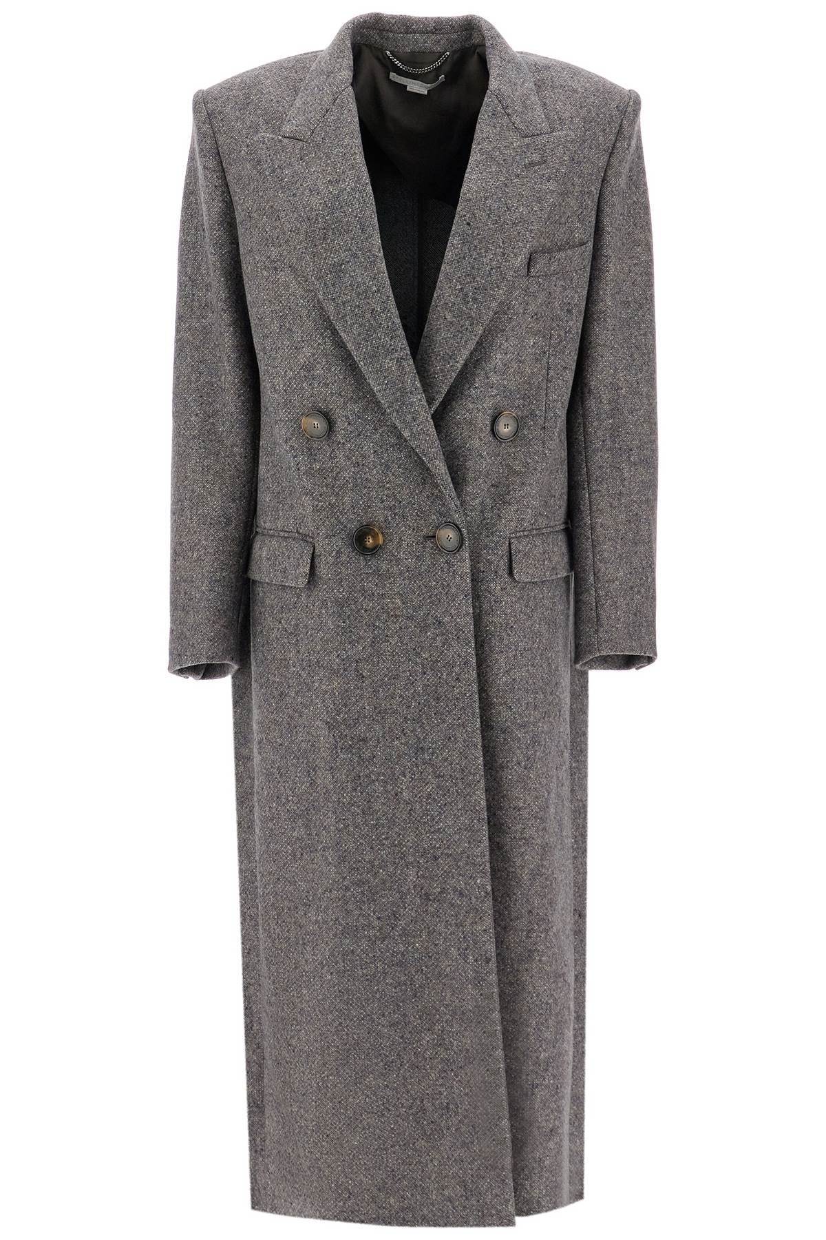 Shop Stella Mccartney Maxi Tweed Coat In In Concrete (grey)