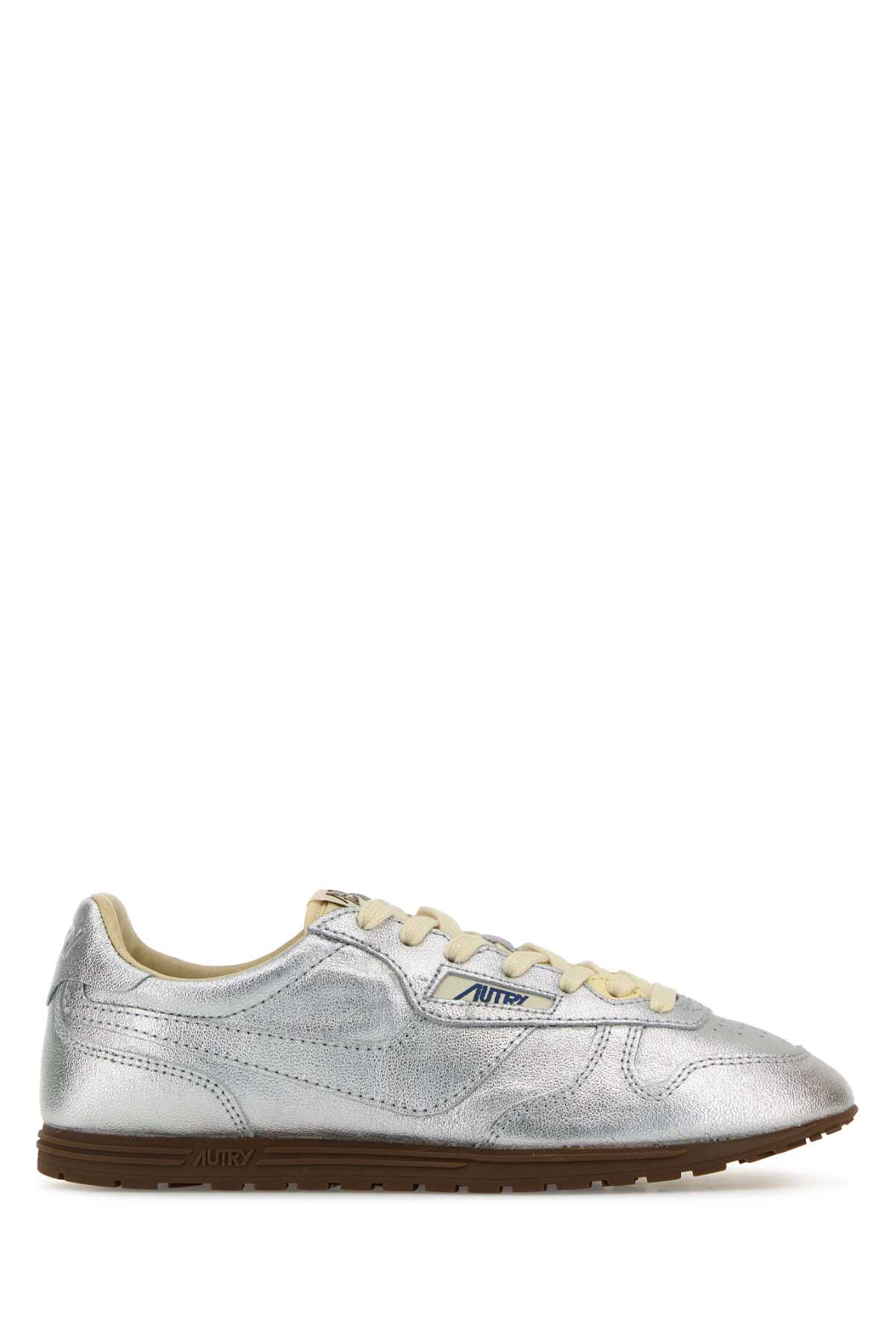 Autry Windspin Low Sneakers In Platinum Leather In Silver