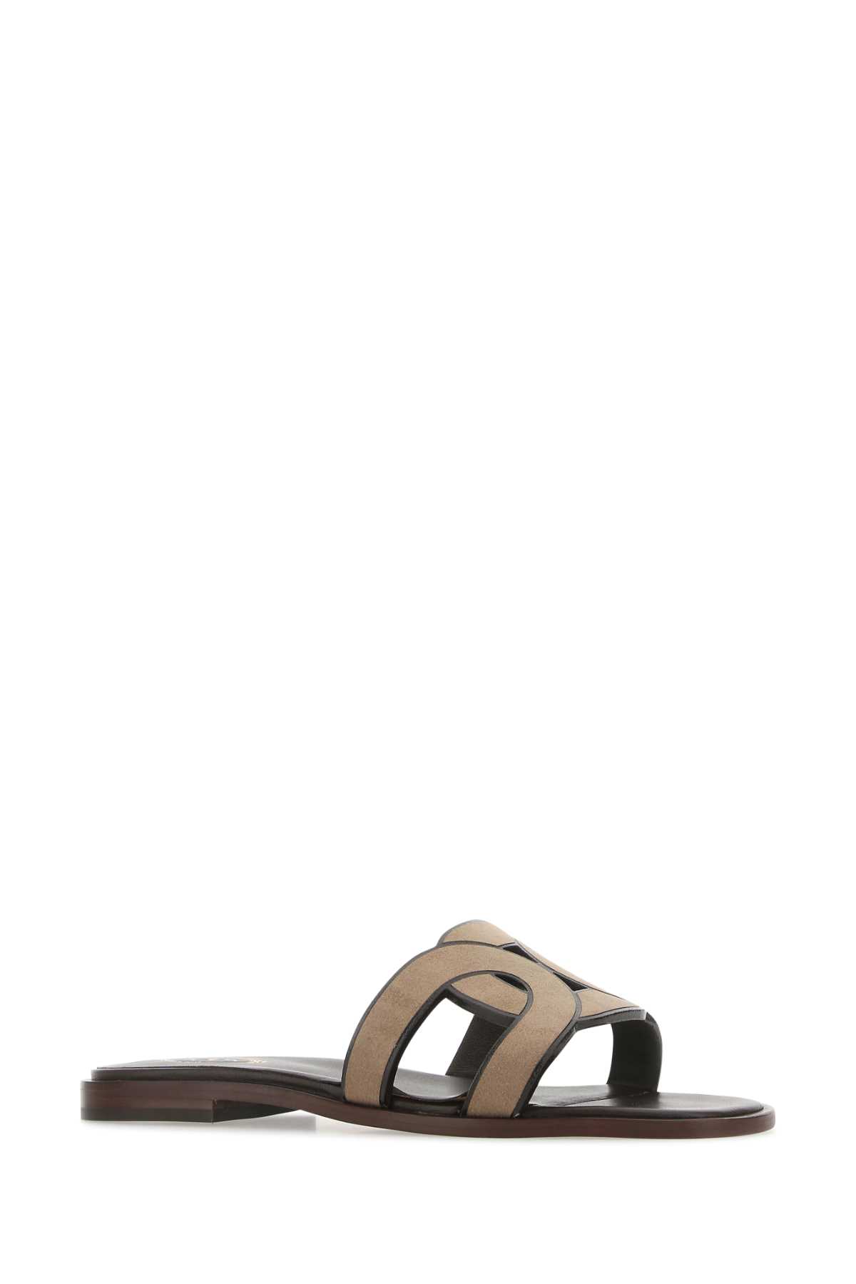 Shop Tod's Cappuccino Suede Slippers In S812