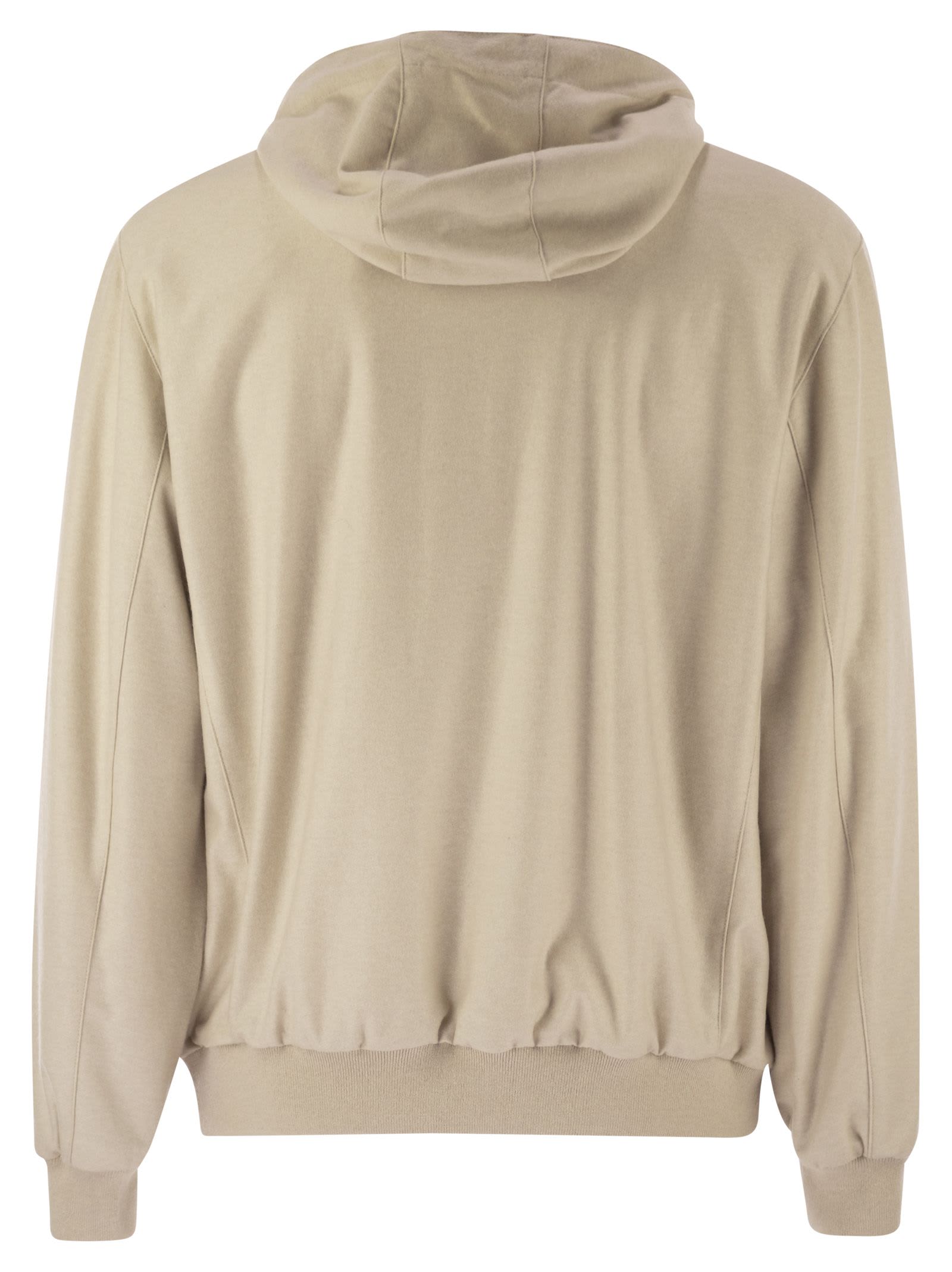 Fedeli Reversible Bomber Jacket With Hood In Cashmere Flannel And Airstop In Multi