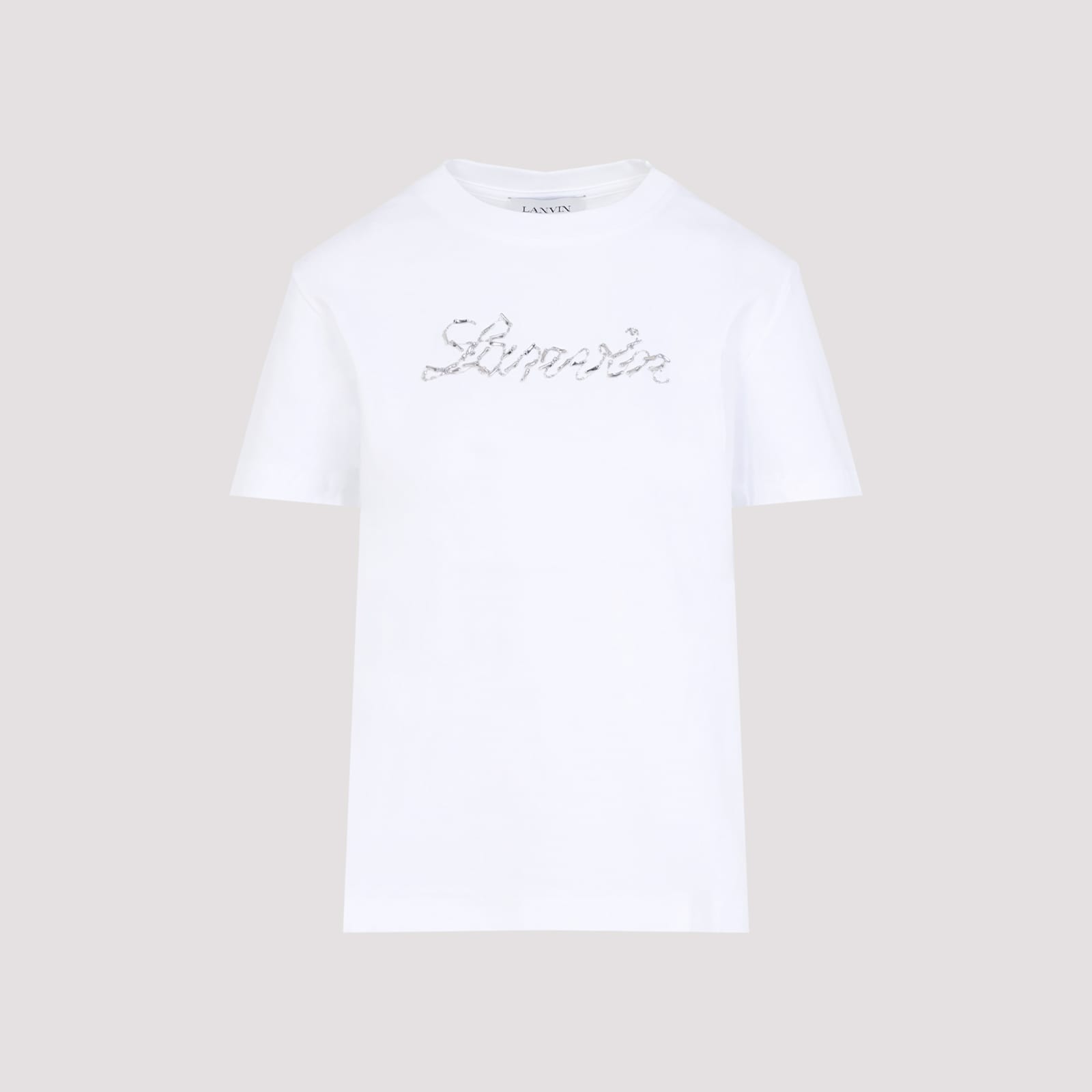 Lanvin Embroidered Script Logo White Cotton T-shirt